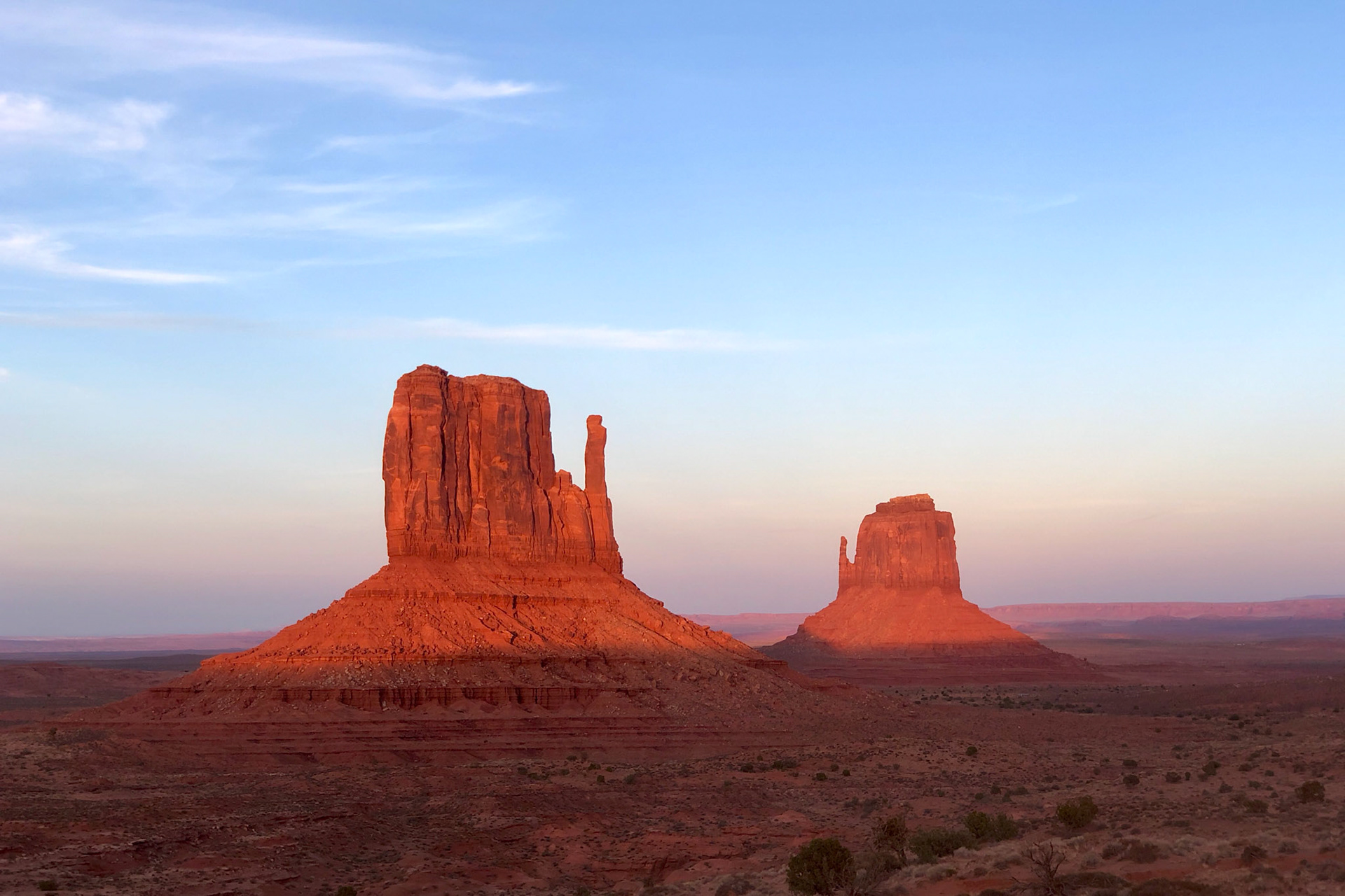 The Mittens, Monument Valley at sunset