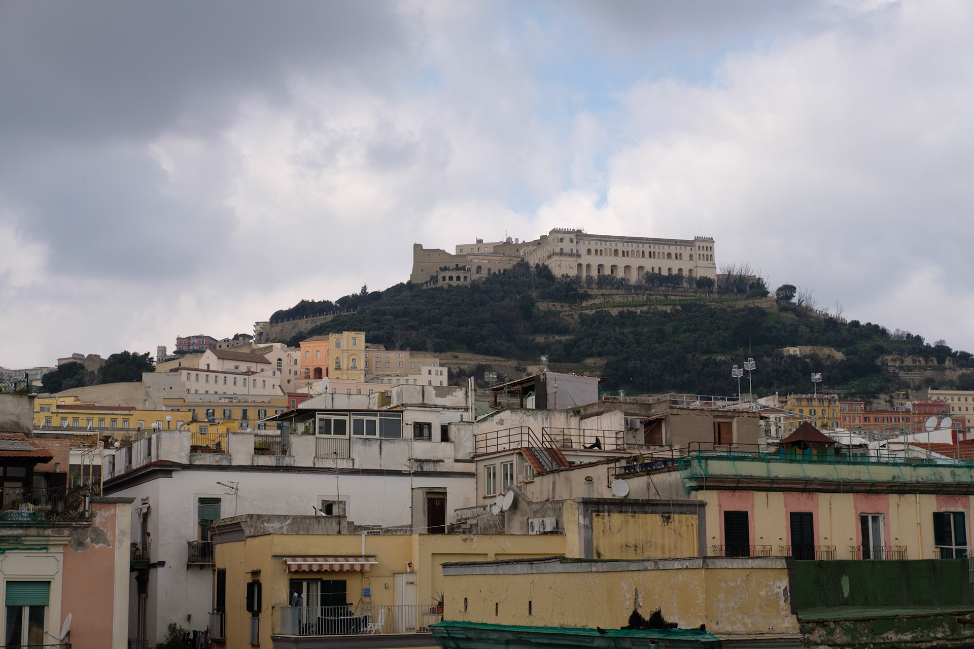 Castel Sant’Elmo, from our balcony at Attico Partenopeo