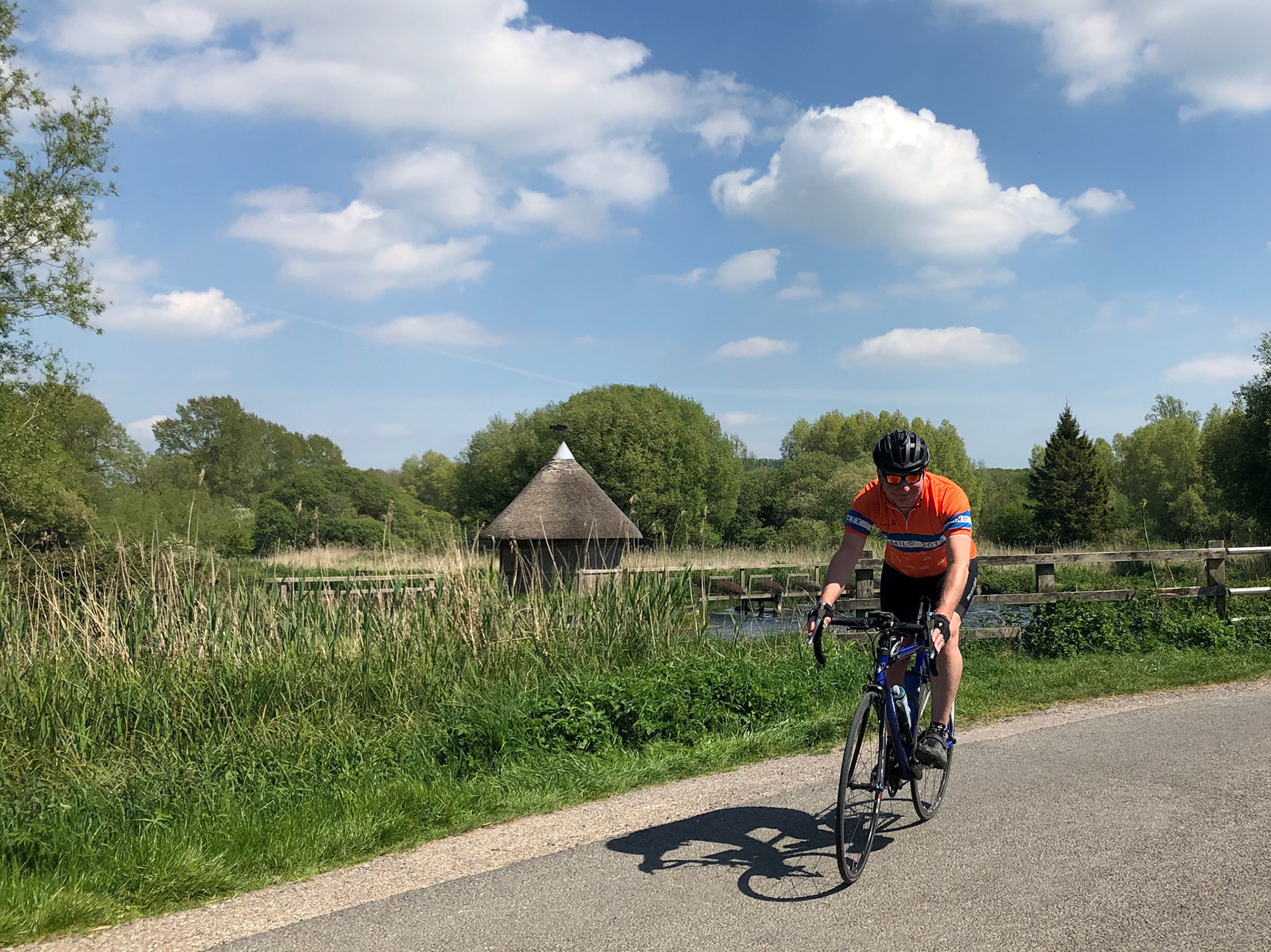 Alex cycling near Longstock