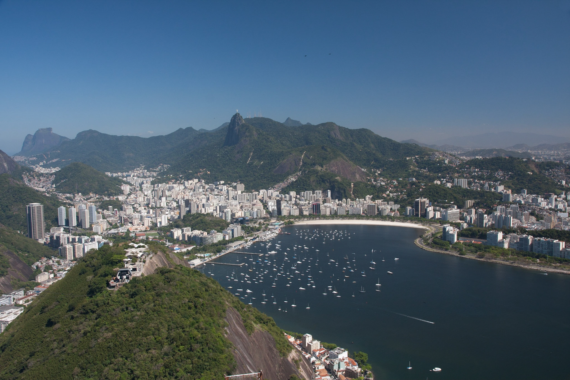 View of Rio and statue of Christ from Sugar Loaf
