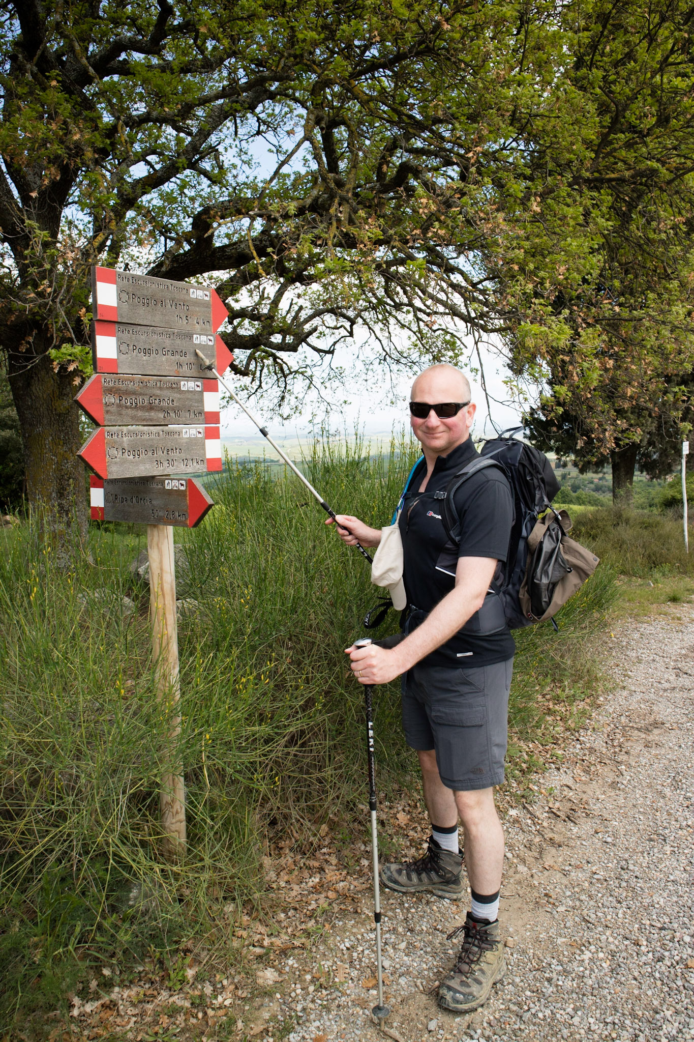 Alex with one of many walking signs