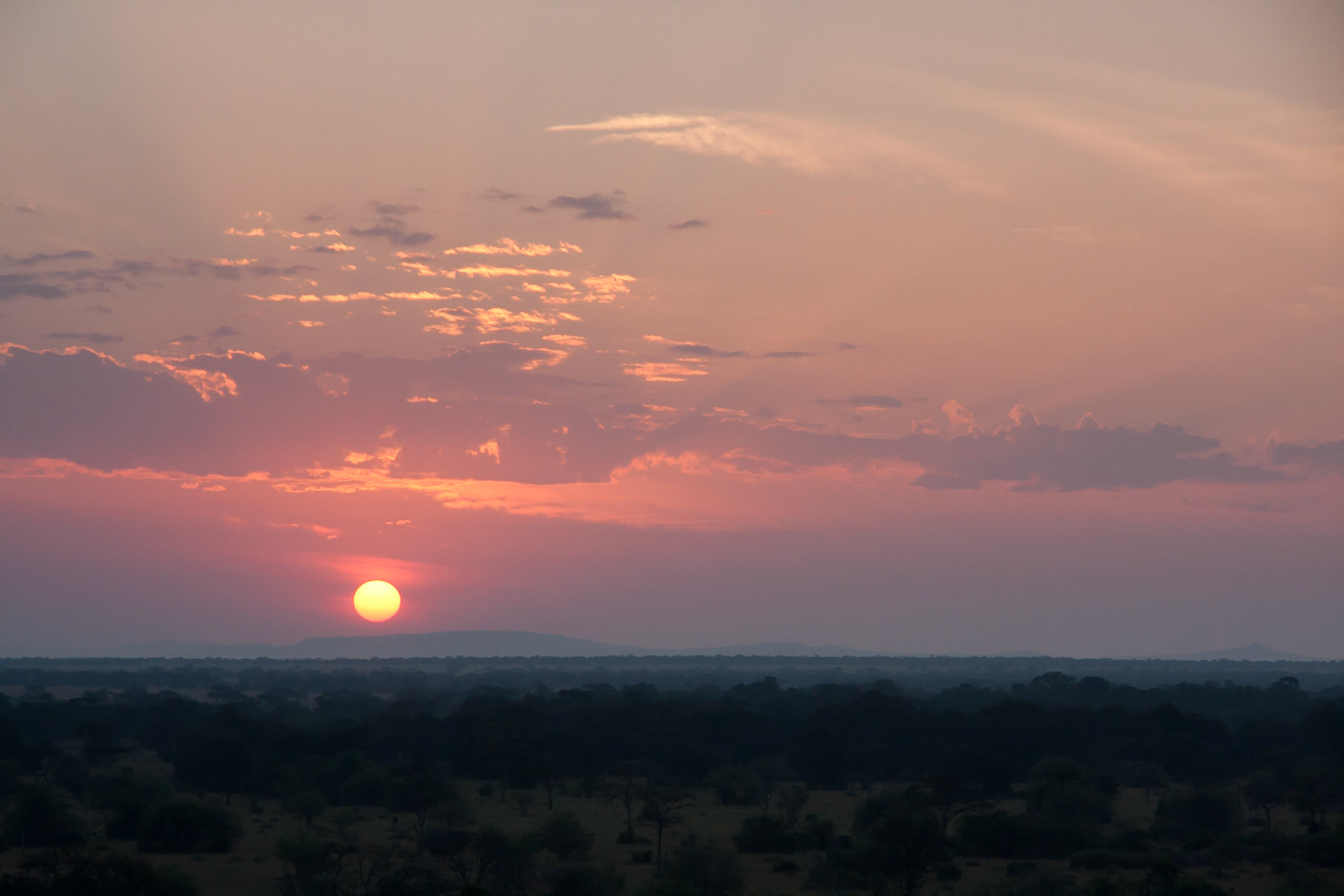 Sunrise over the Serengeti from the balloon