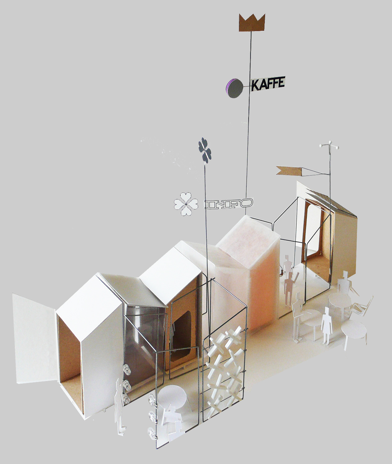 street kiosk model cardboard and wire