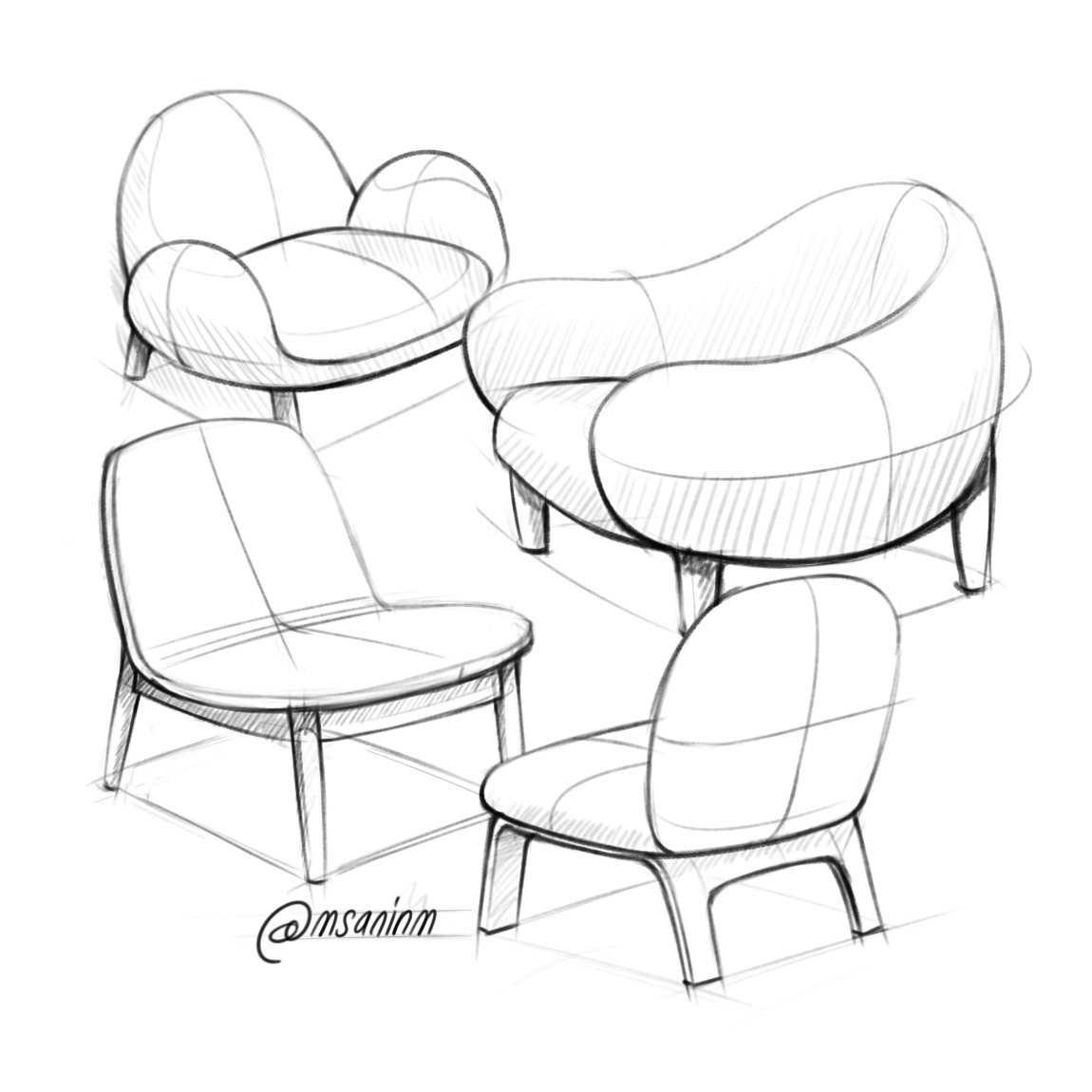 Эскизы дизайнерских стульев