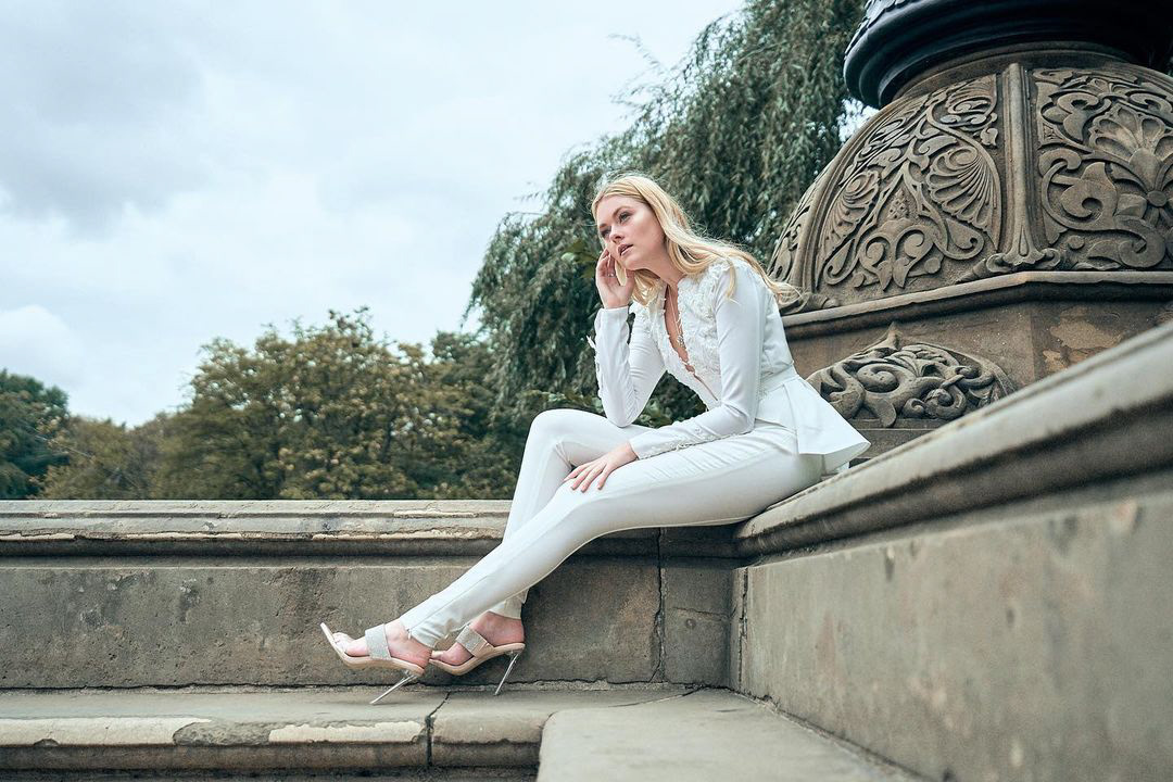 Micheala Johnson models in a park for Iann Dey