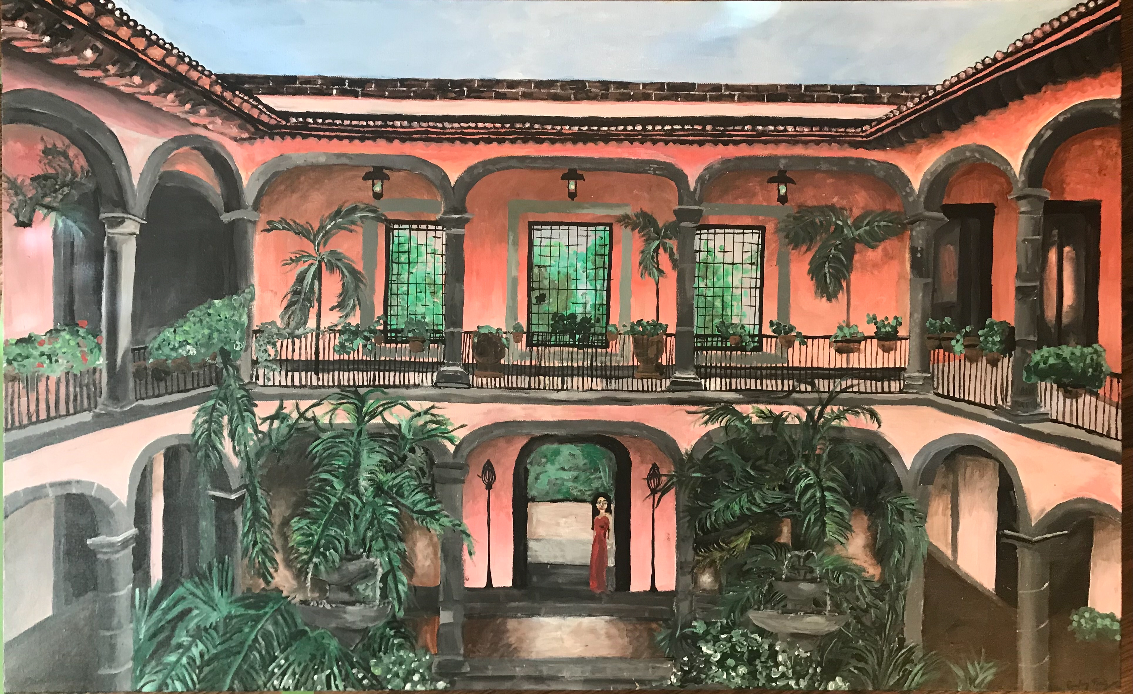 Emily Frazier, Lush Hacienda, Painting, Beaumont School, Educator: Sally Hudak, Grade 9,  Honorable Mention