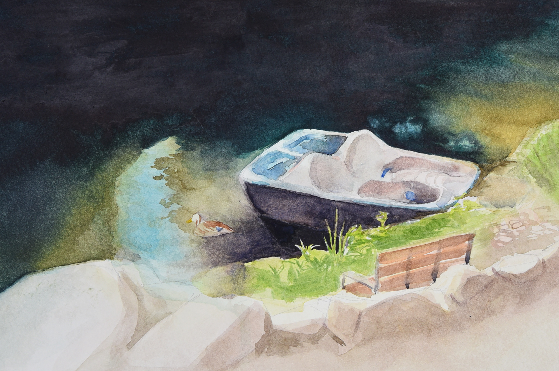 Julia Zhu, Boat, Painting, Hathaway Brown School, Educator: Jamie Morse, Grade 9,  Honorable Mention