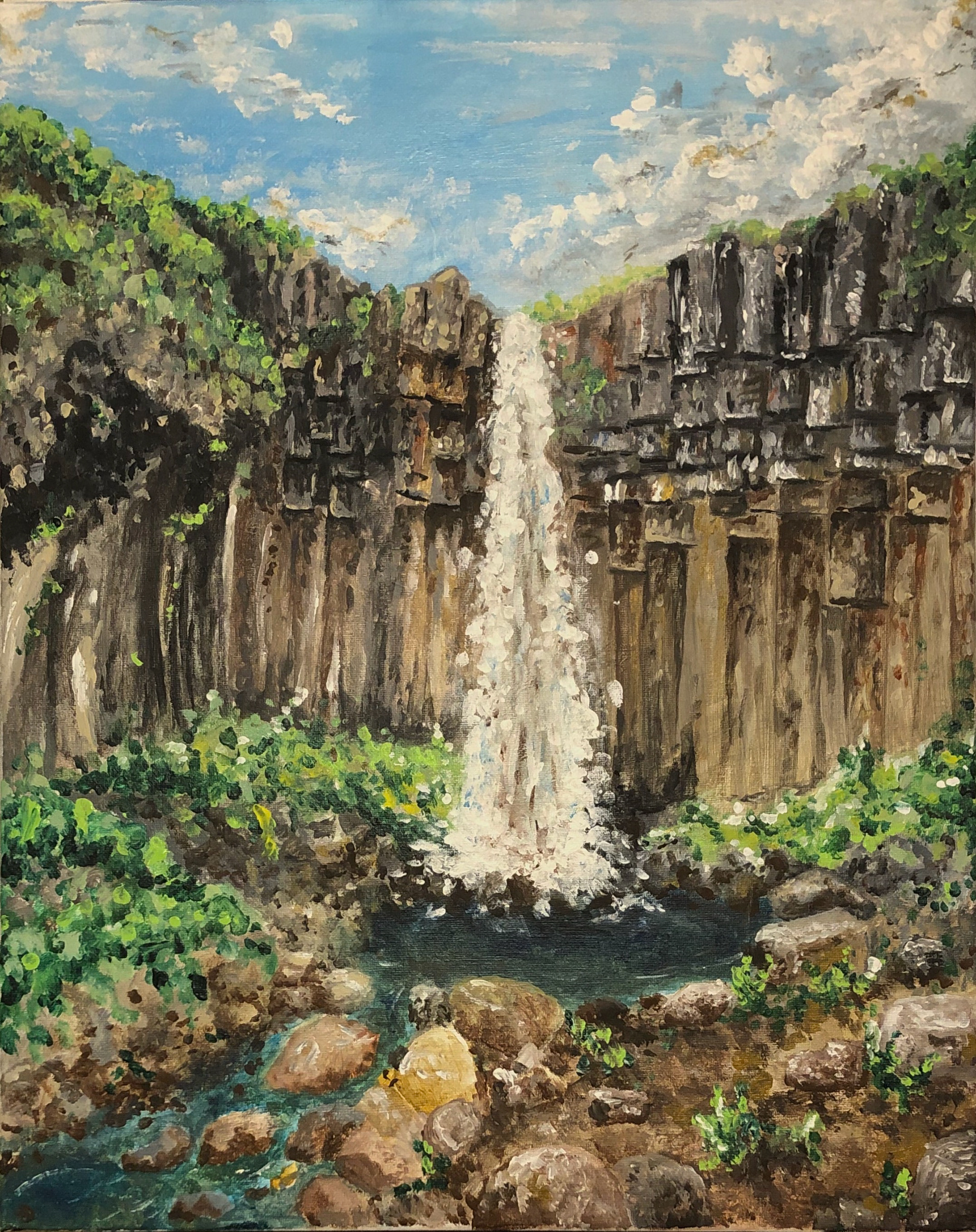 Sophia Laye, Waterfall, Painting, Hathaway Brown School, Educator: Jamie Morse, Grade 12,  Honorable Mention
