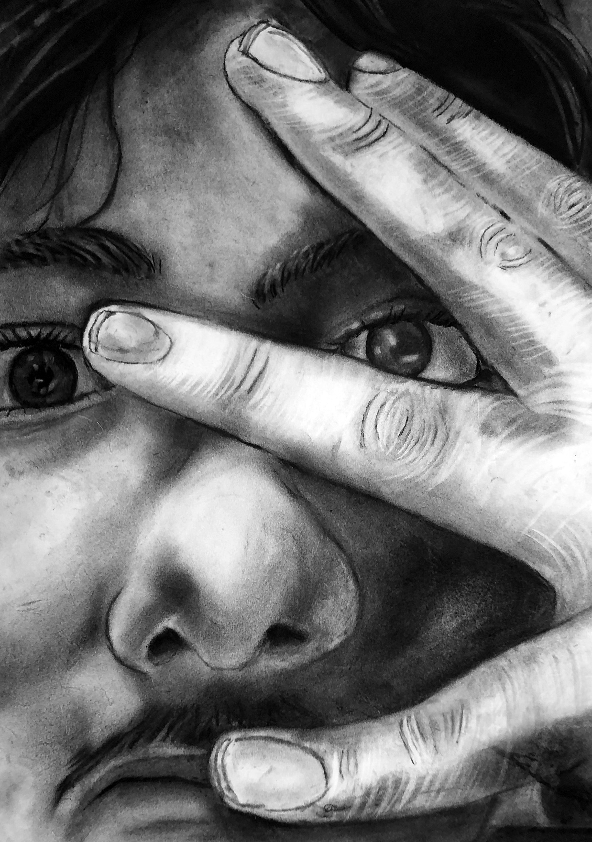 Dominic Larsen, Hidden In The Gray, Drawing & Illustration, Euclid City High School, Educator: Edith Mellen, Grade 12,  Honorable Mention