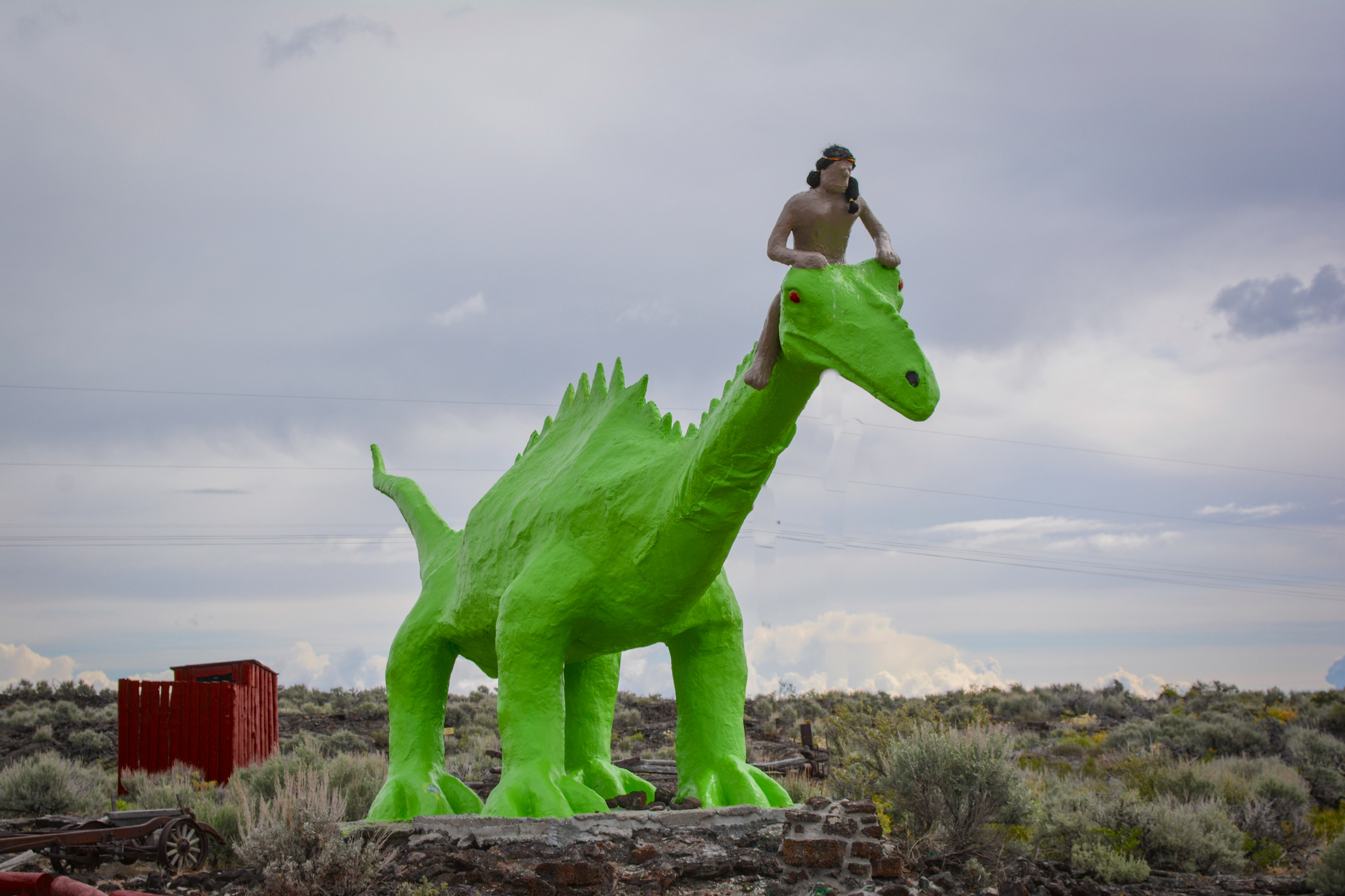 Idaho, Indian on dinosaur