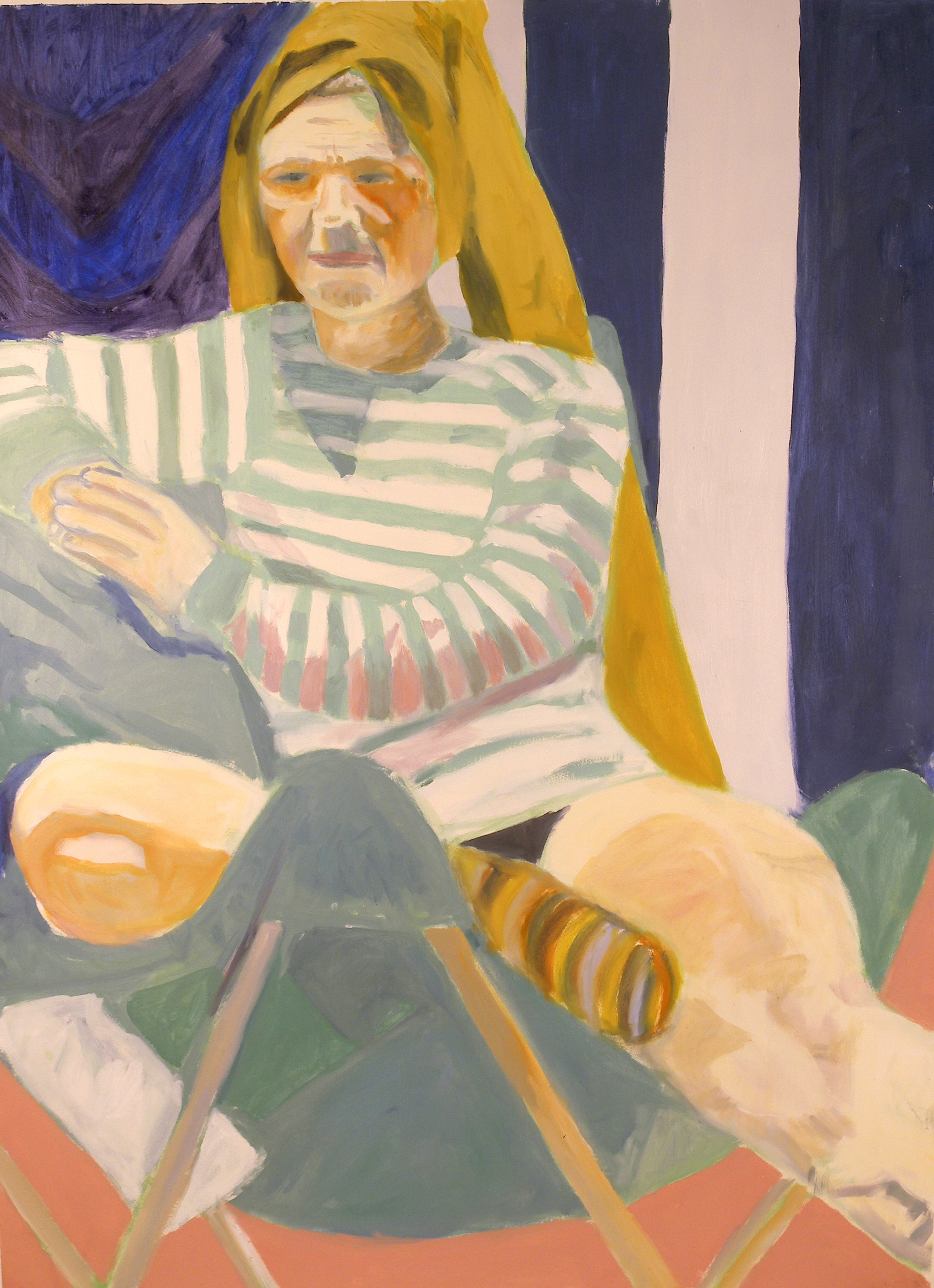'Woman in Striped Shirt' - 2010, Oil on prepared paper