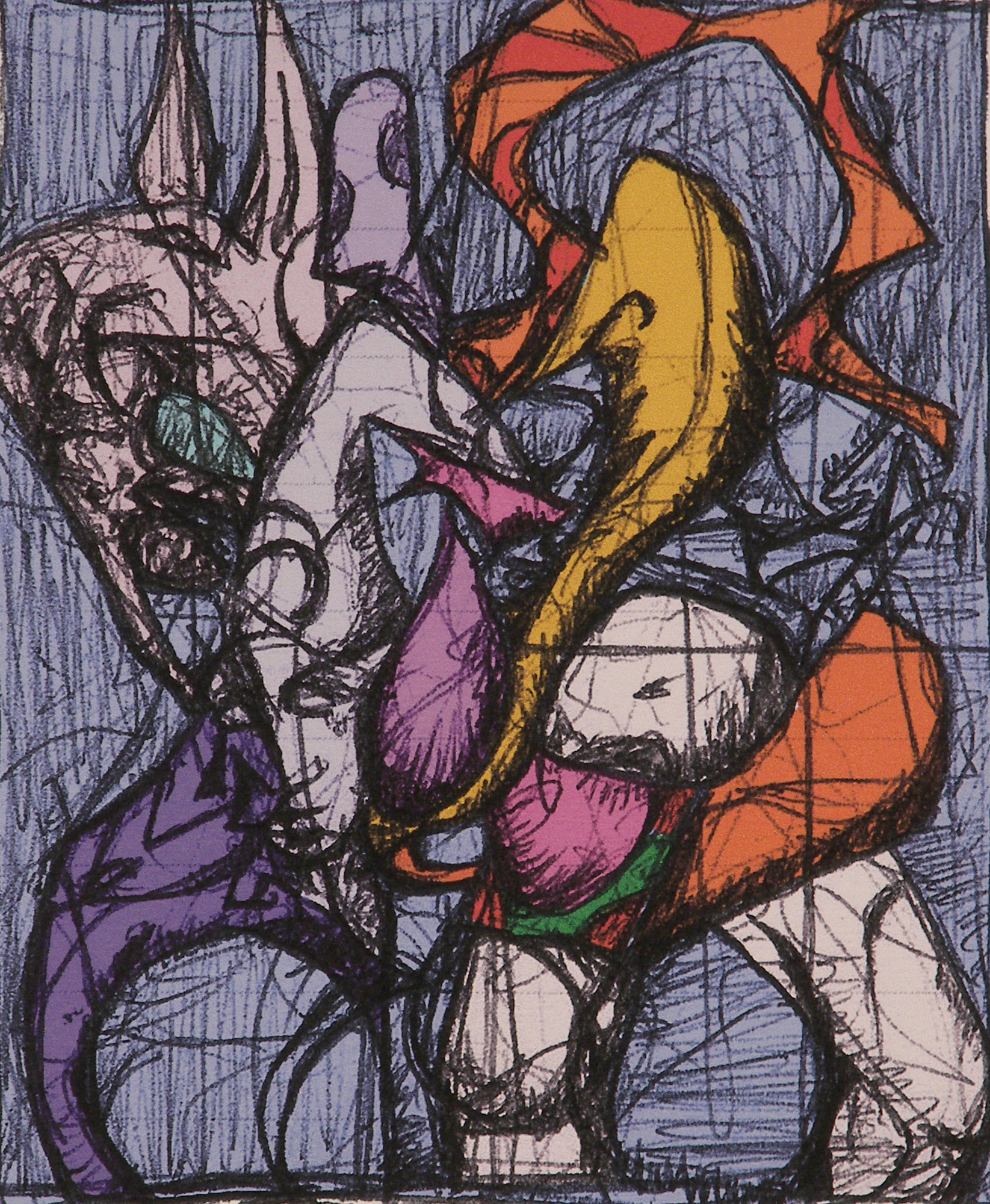 'Tusks and Faces' - Ballpoint pen, digital color on paper, 2005