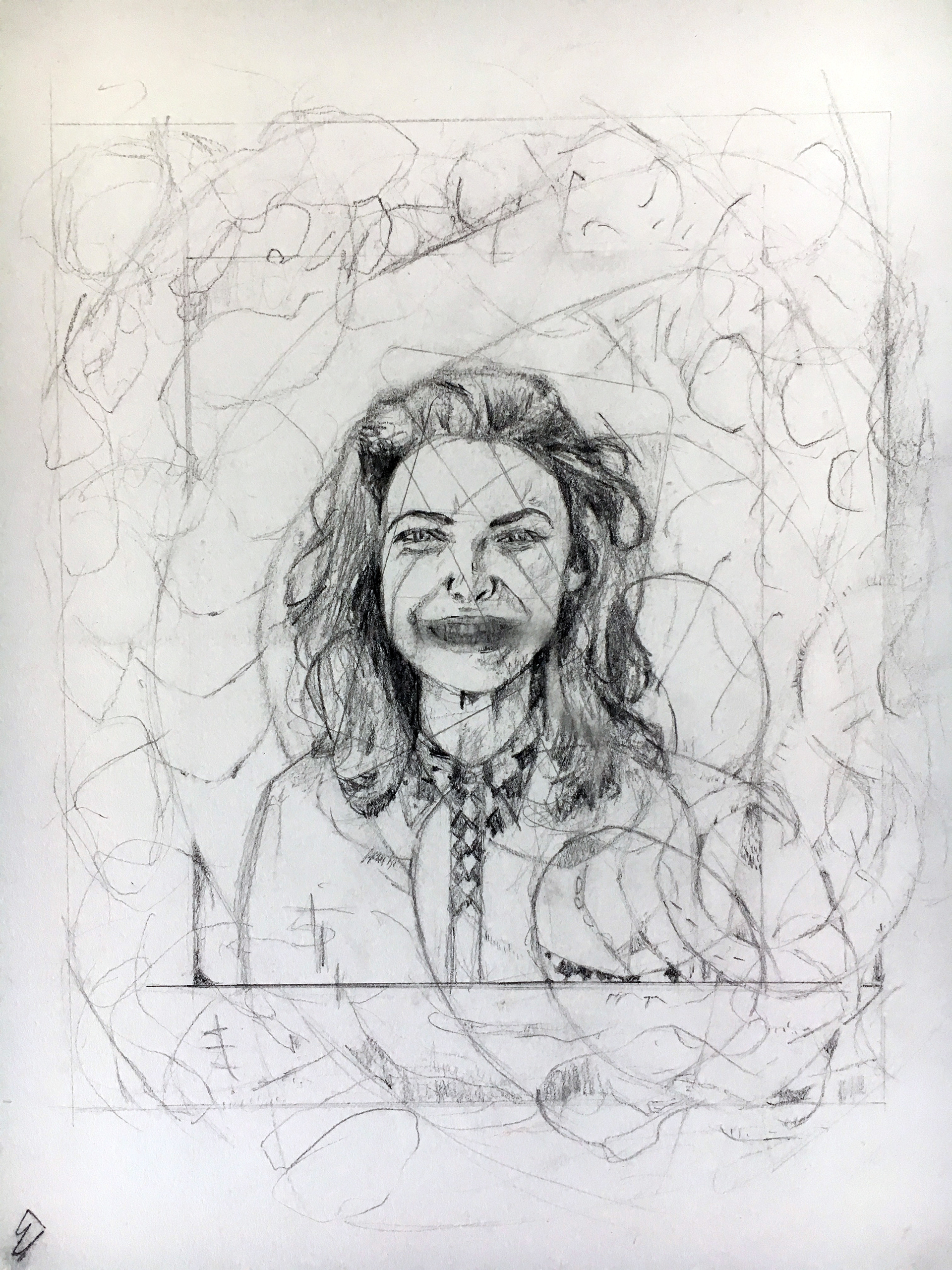 'Portrait With Smeared Face' - Pencil on paper, 2019