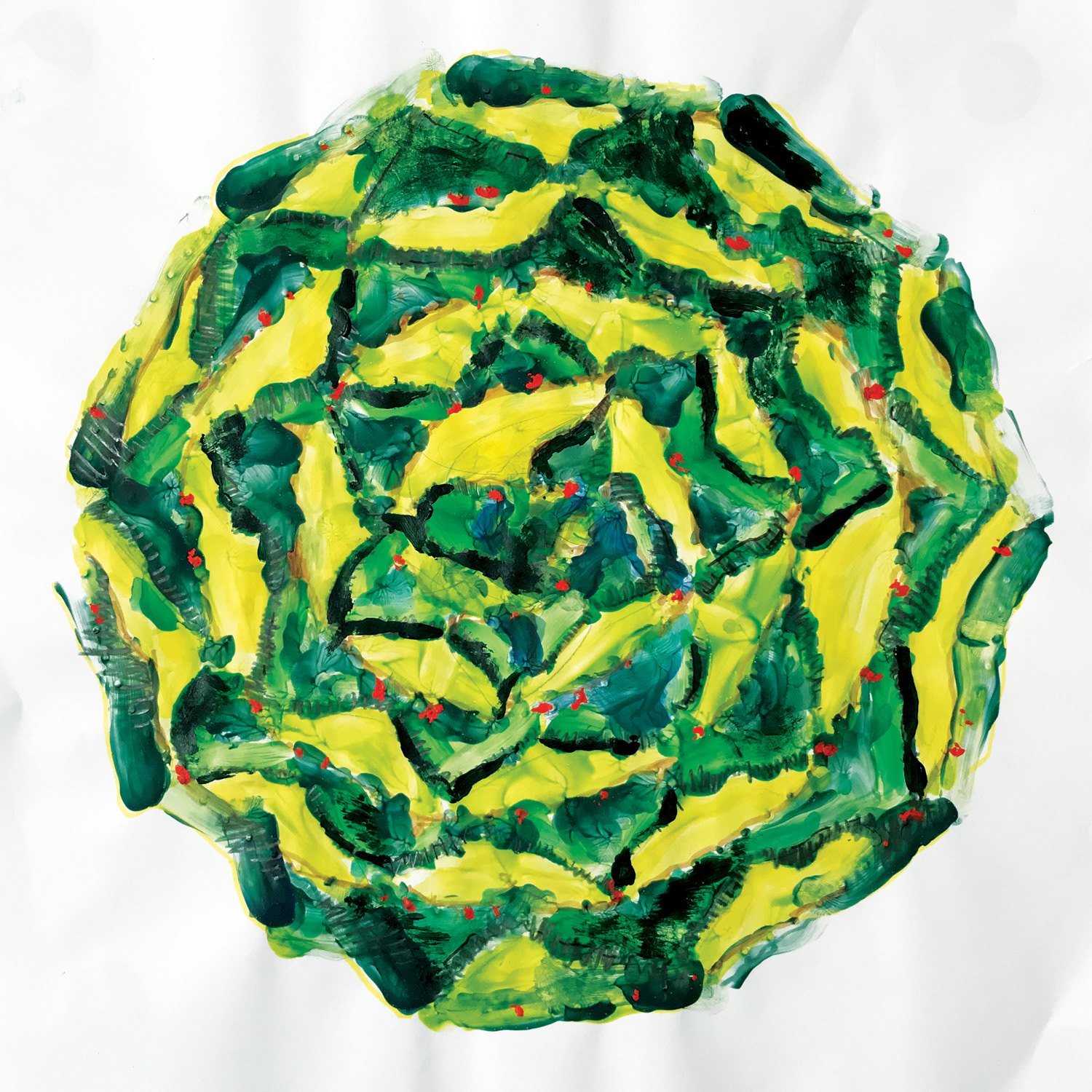 Cactus Flowers. Media: Roylco Sensory Paper, fingerpaints, watercolors, Adobe Photoshop. 2018