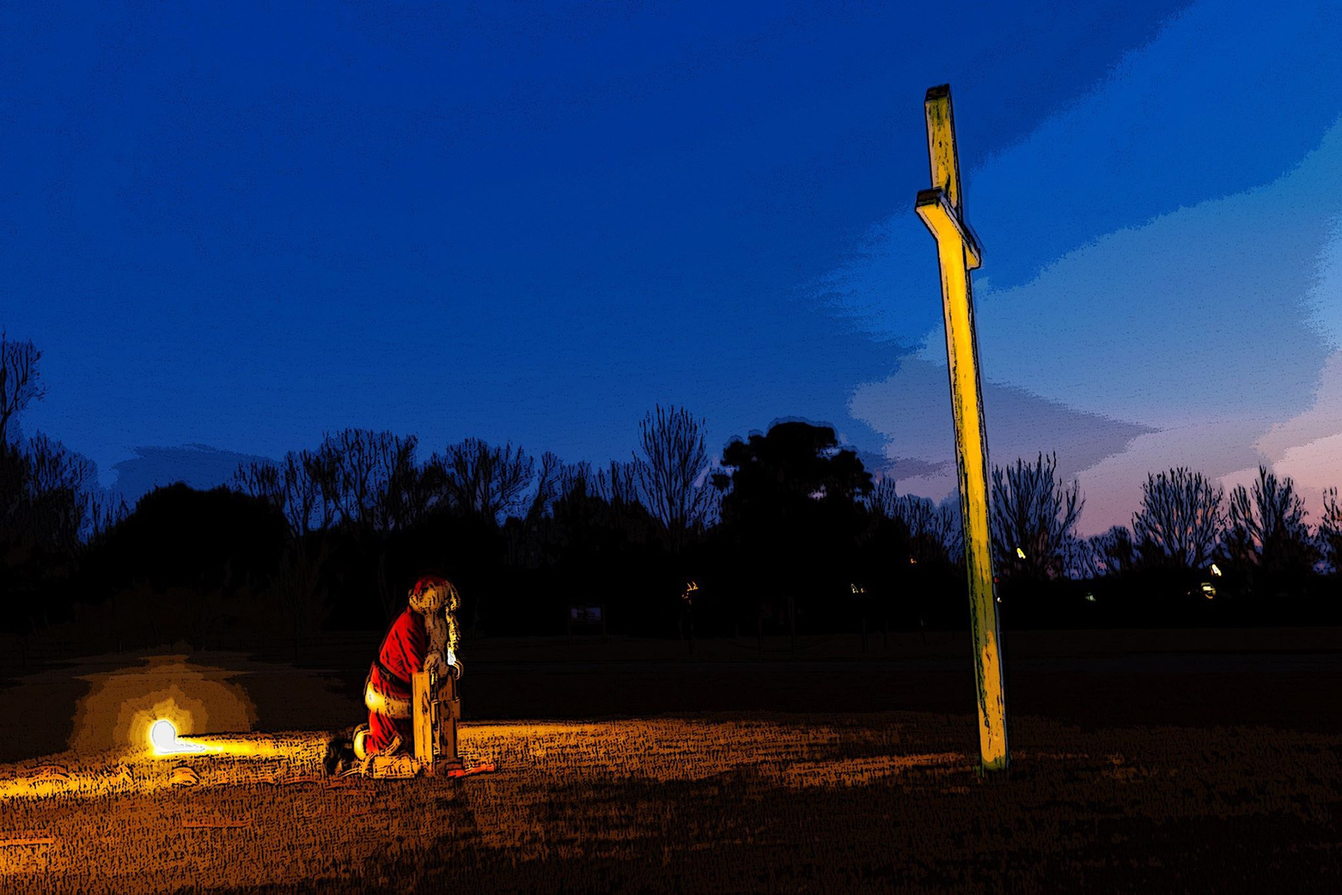 Enduring Images by Stanley Nations Santa and The Cross