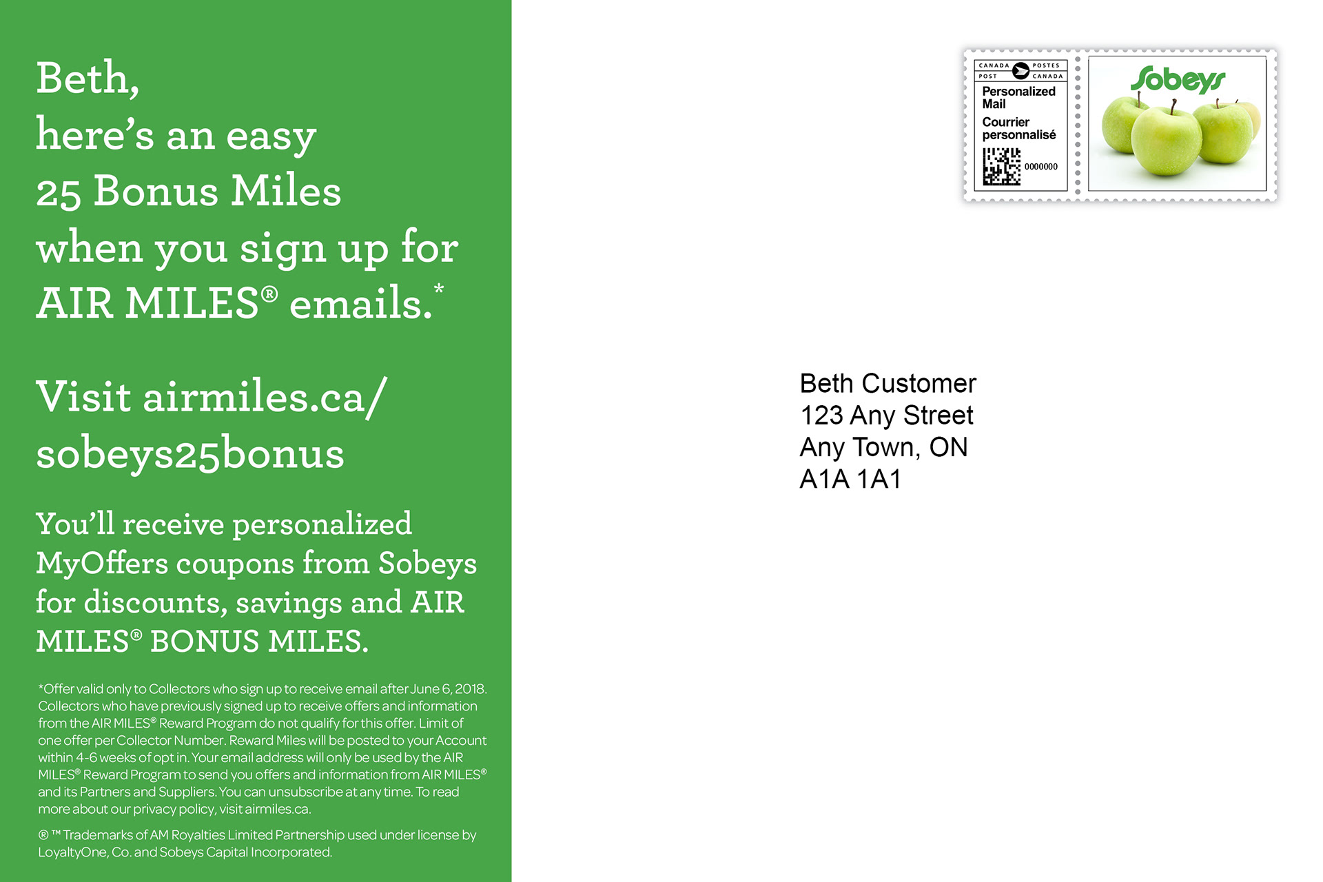 A direct mail campaign by Air Miles and Sobeys.