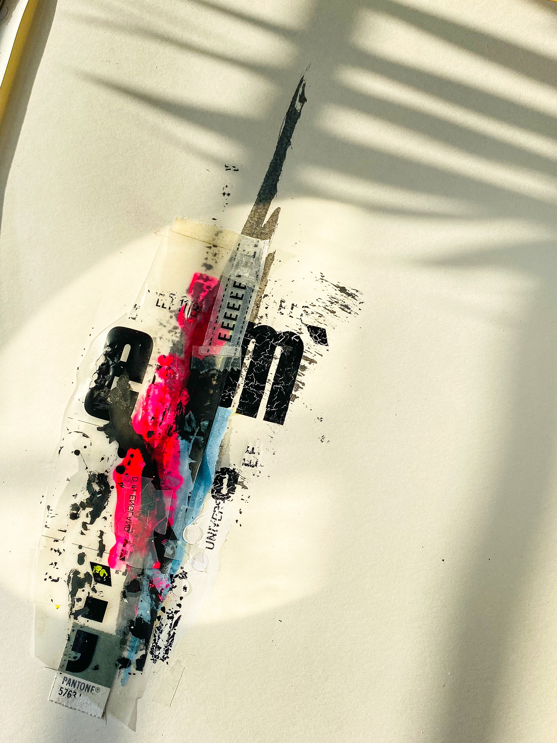 Letraset© overlaying paint