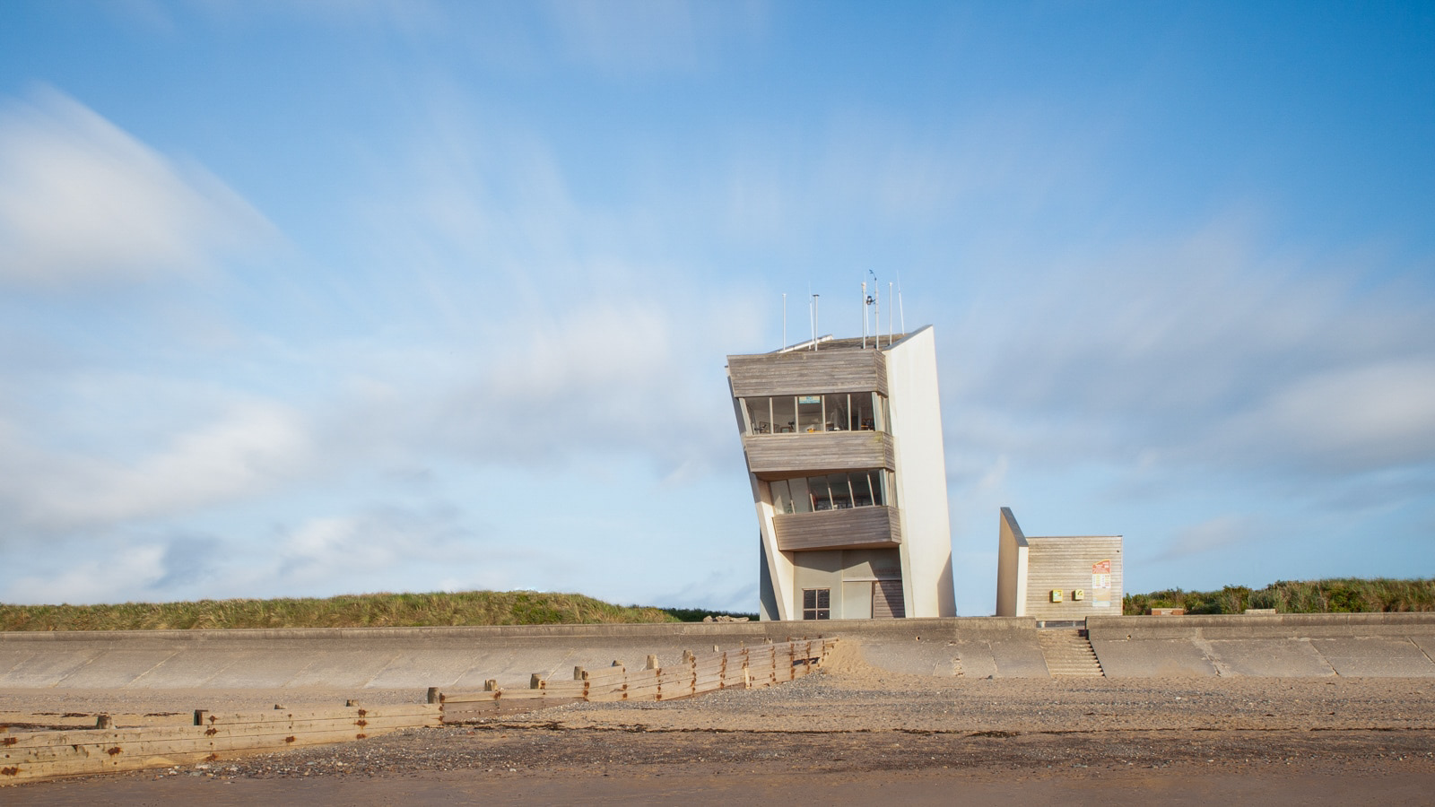 Establishing shot for Rossall Tower, Fleetwood