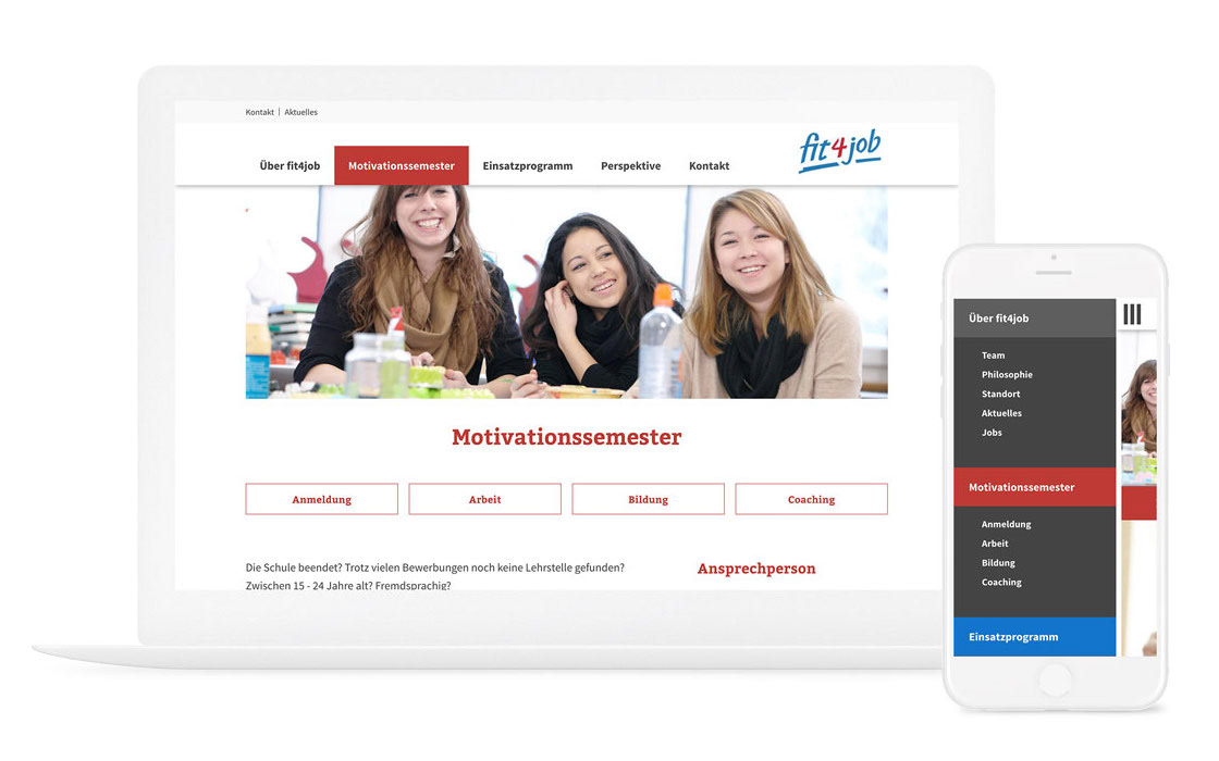 Laptop and smartphone view with homepage screen