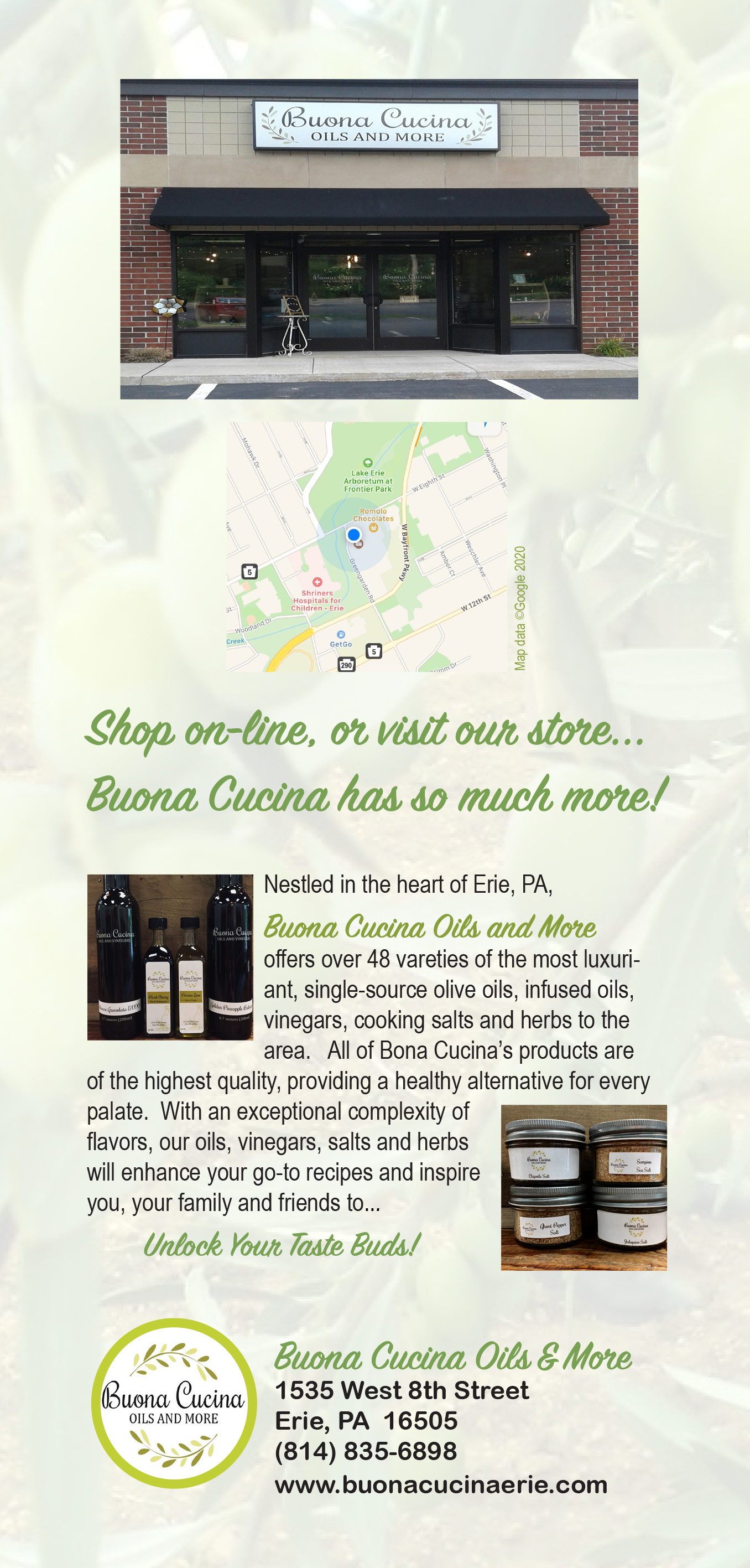 Buona Cucina Oils & More - Design and Content (Adobe Photoshop, Illustrator & Indesign)