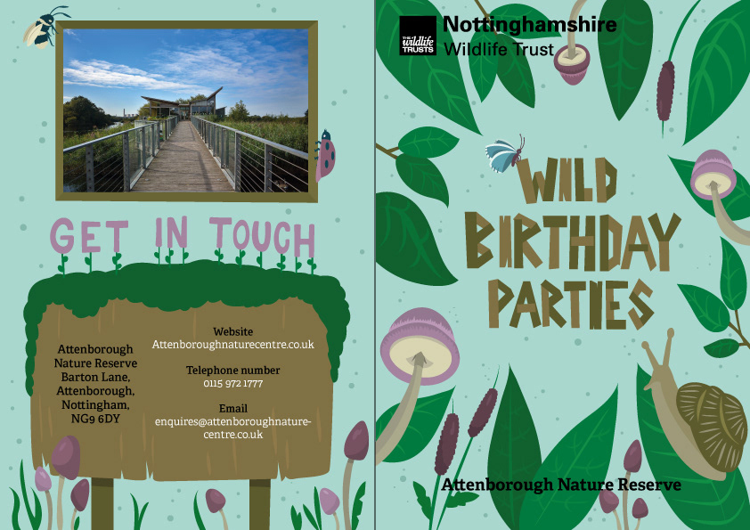 Front and back pages of a leaflet I made for Nottinghamshire wildlife trust