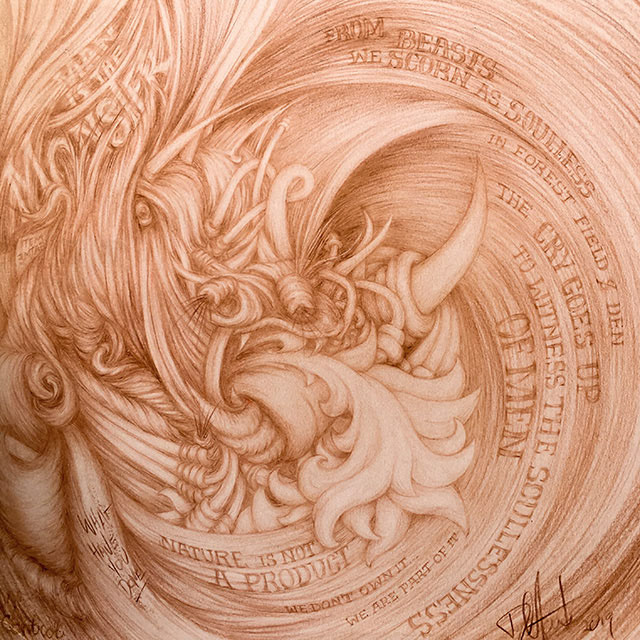 "From beasts we scorn as soulless" Pencil Drawing on paper - By William Dean Hart