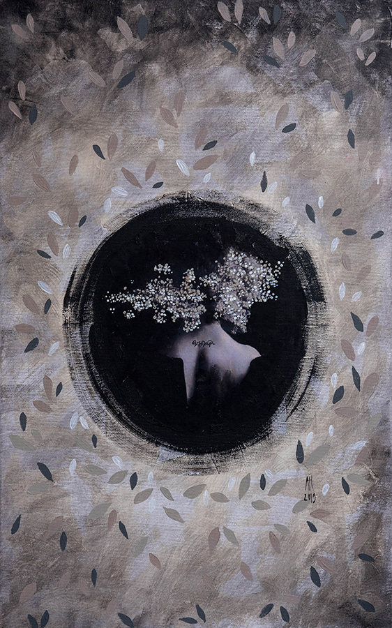 "Standing in the dark" 2019 50cm/80 cm mixed media/canvas