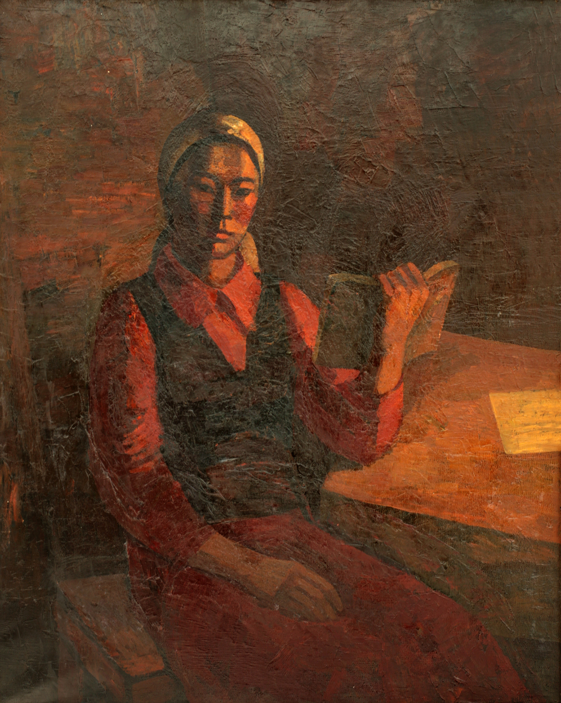 Девушка с книгой. 1977 г., х.м., 100х80