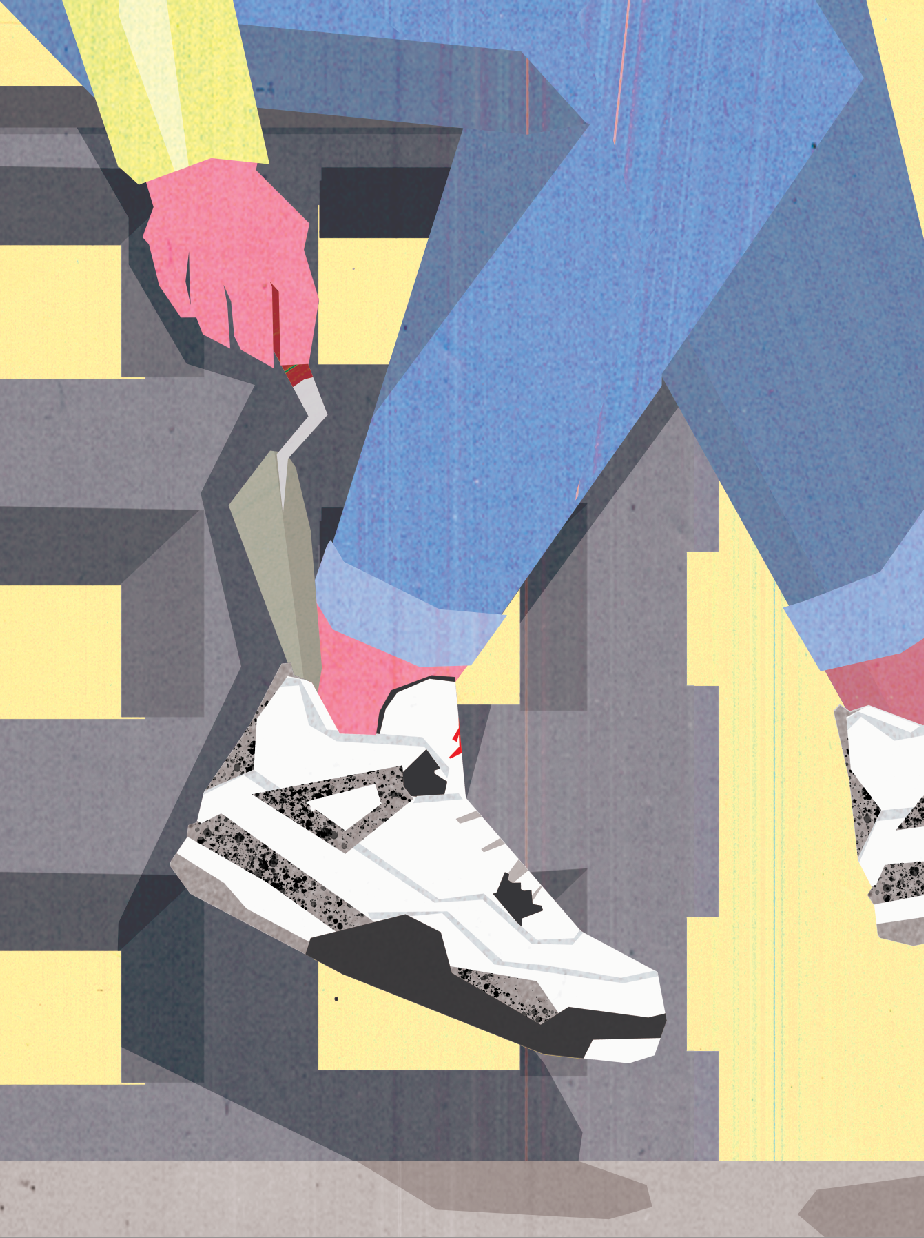 Mock Ad for Air Jordan 'Cement' sneakers. 2019- Digital Papercut