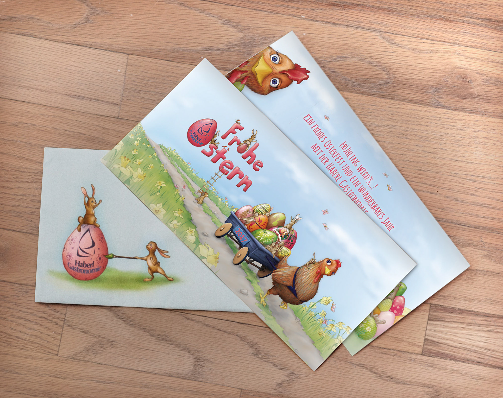 Easter card with matching envelope for Haberl Gastronomie