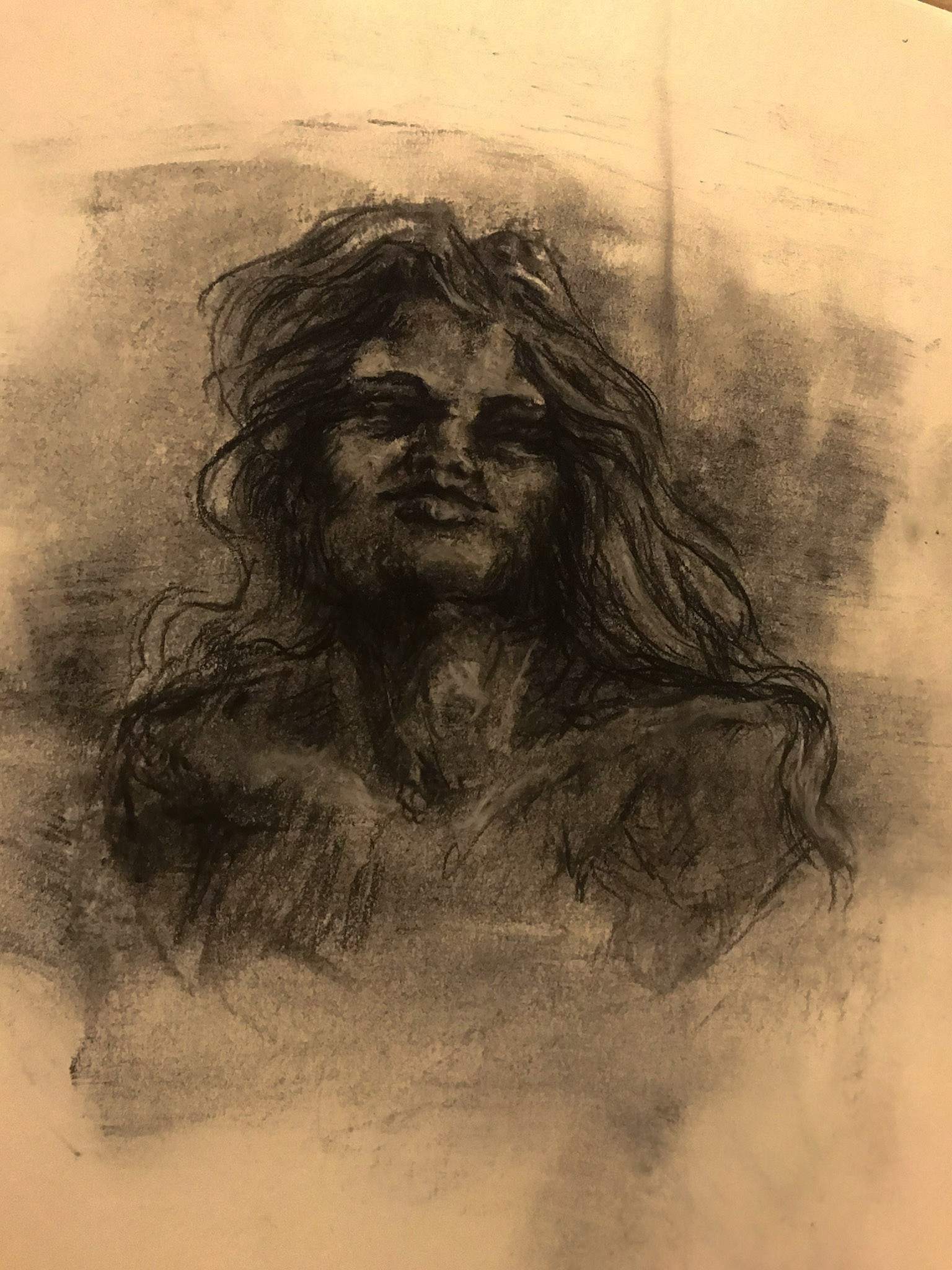 Charcoal Woman Sketch. 