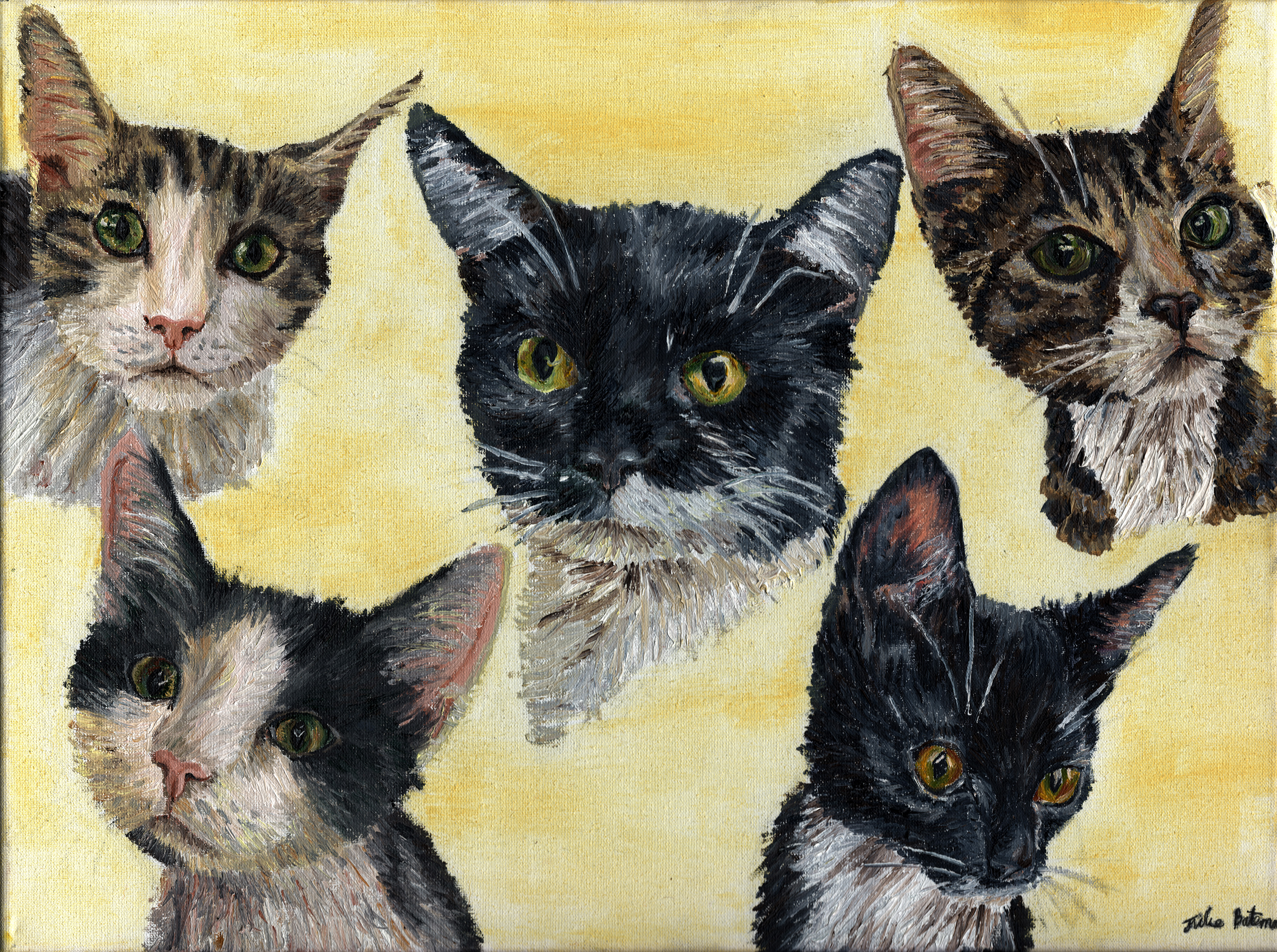 Kermit and Kittens Oil on Canvas 12/2018