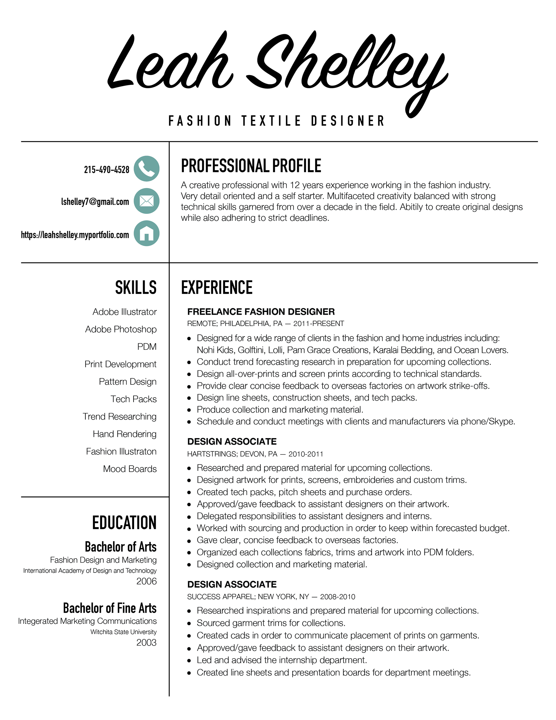 Leah Shelley Portfolio - Resume