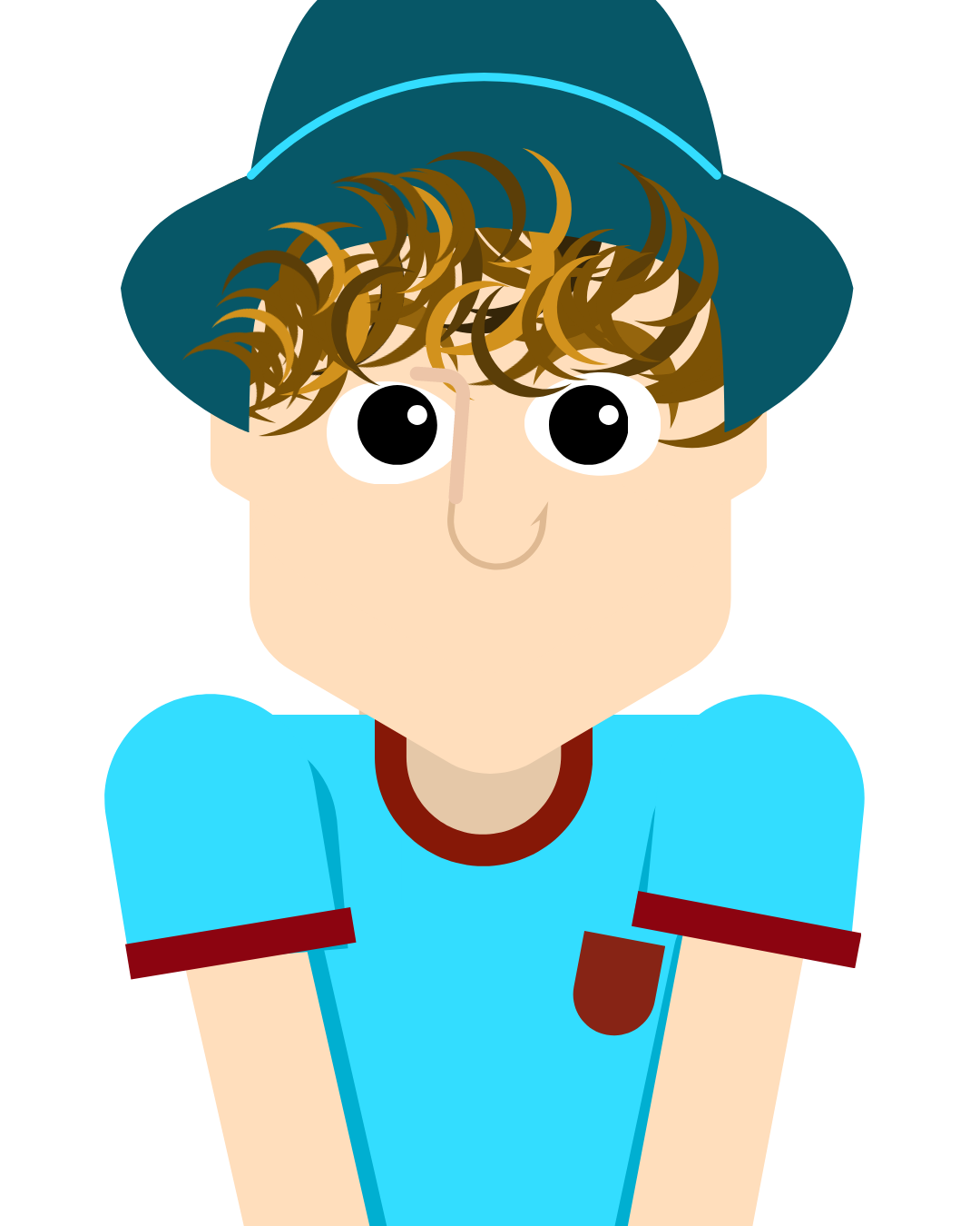 Cheeky Boy Next Door with Hat on, Brown Hair with Hightlights