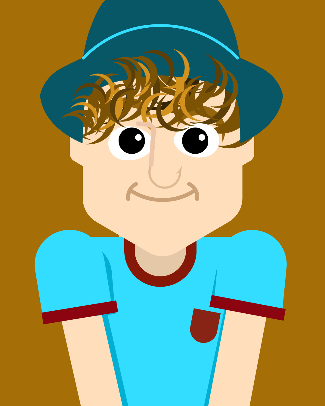 Cheeky Boy Next Door with Hat on, Brown Hair with Hightlights