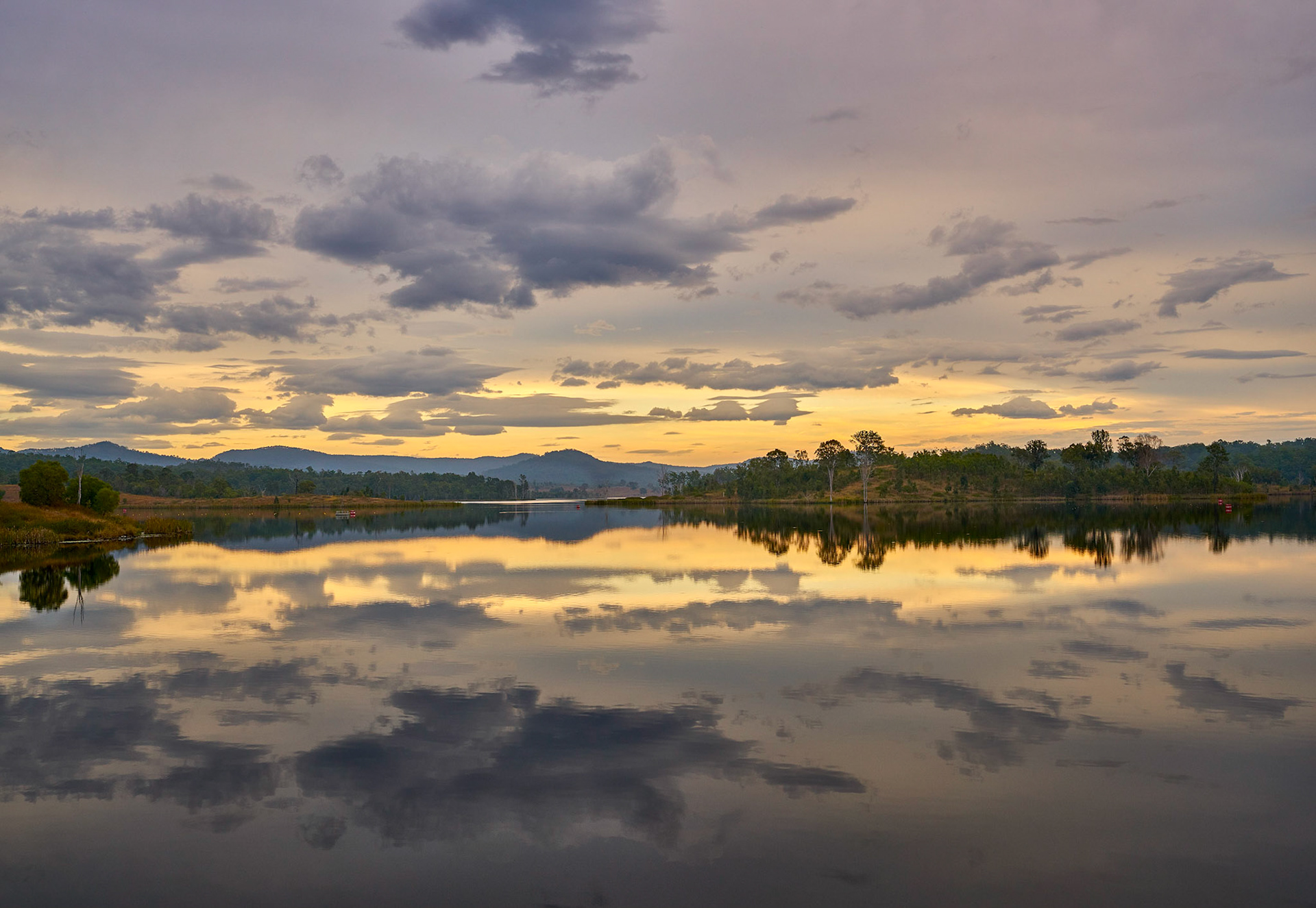 Sunset reflections across Lake Wyaralong - Wyaralong via Beaudesert
