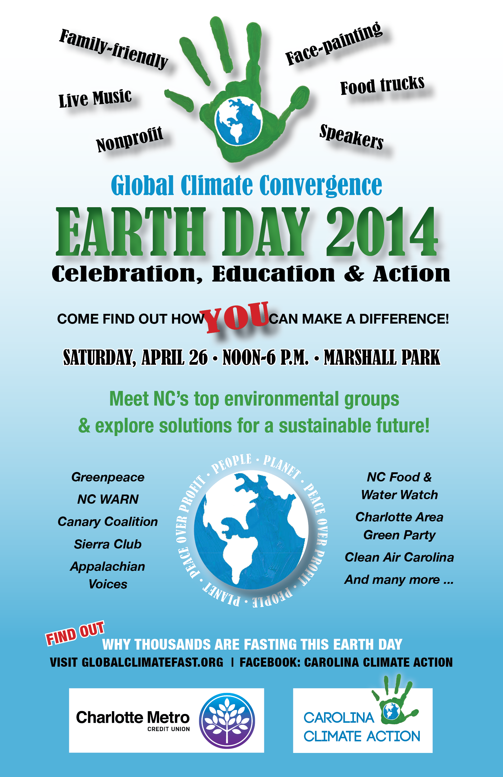 This is the front of the promotional flyer for the Earth Day event.