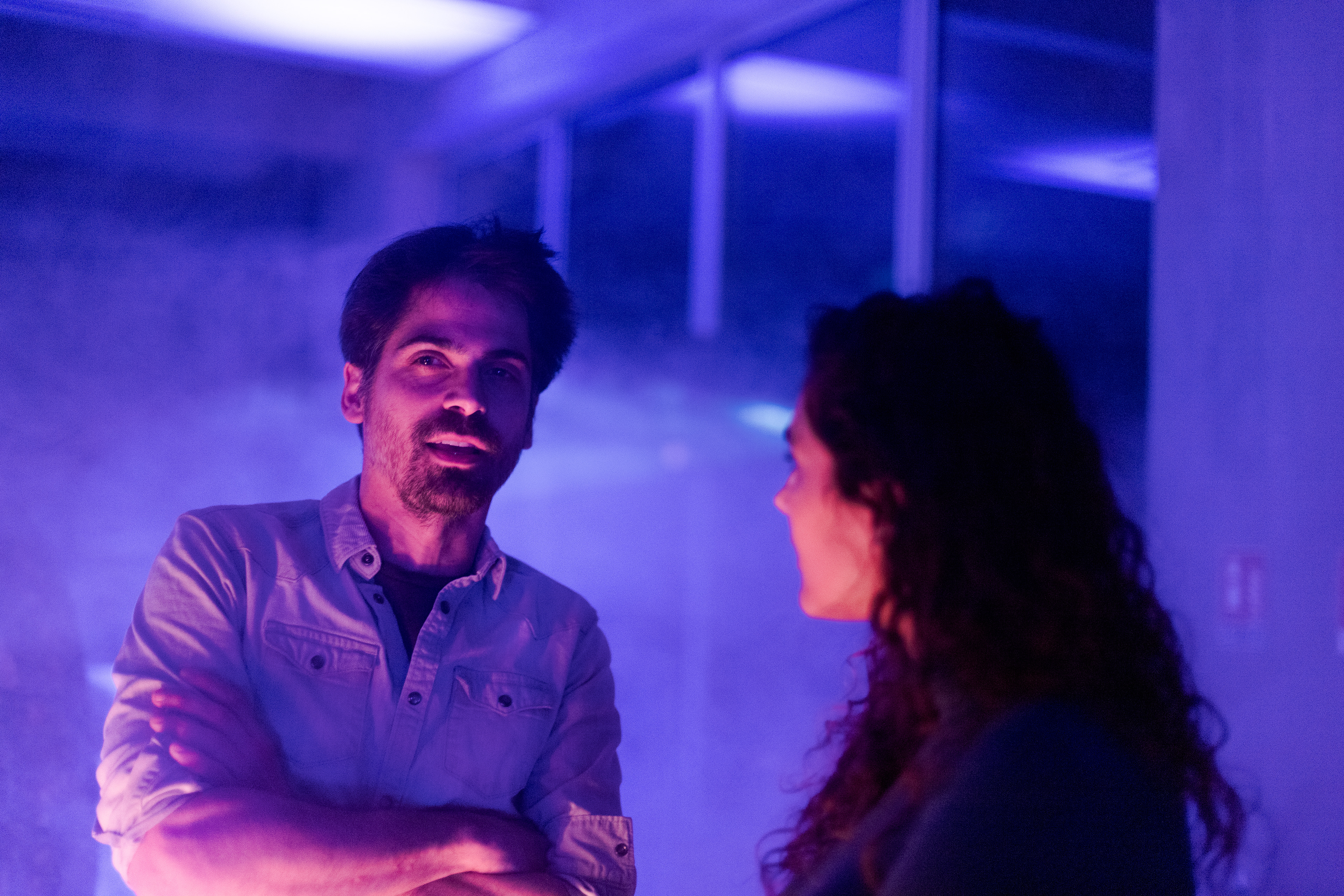 Producer Justin Pechberty exchanging with actress Inas Chanti