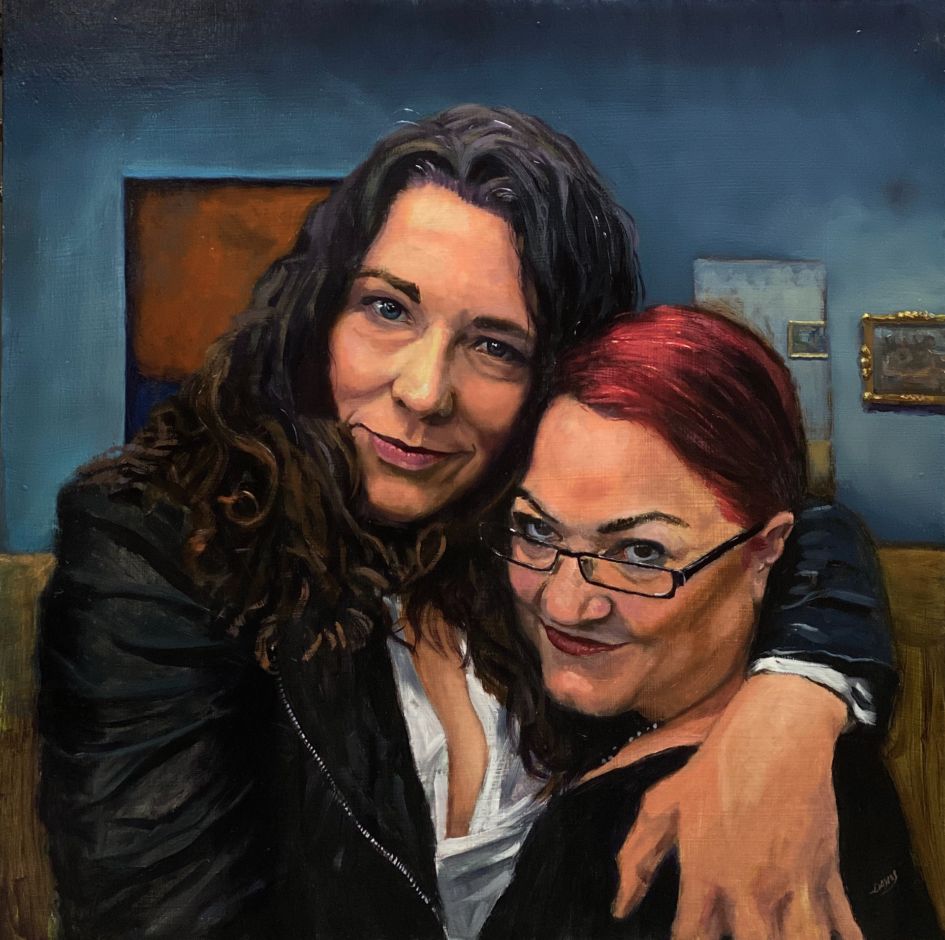 "Art Lovers," Oil on board