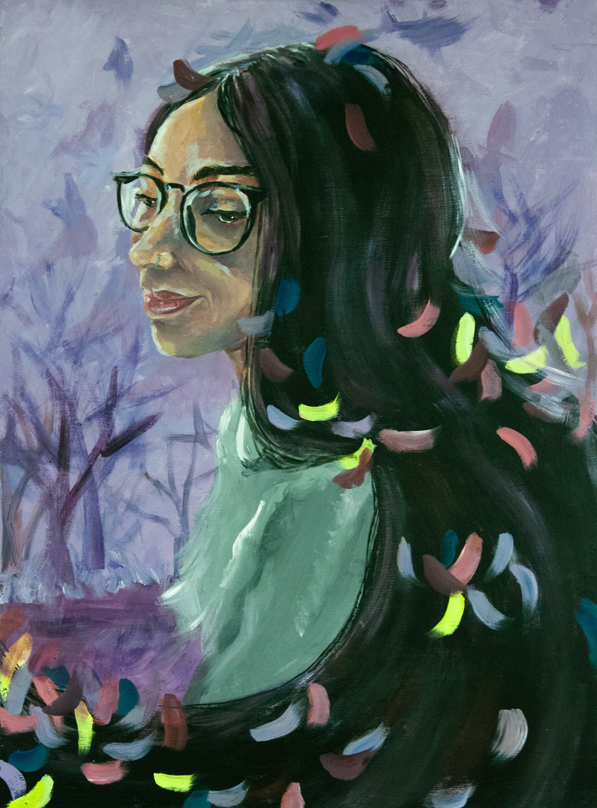 "Raining Wisdom (Isabella)," 2019, Acrylic on panel