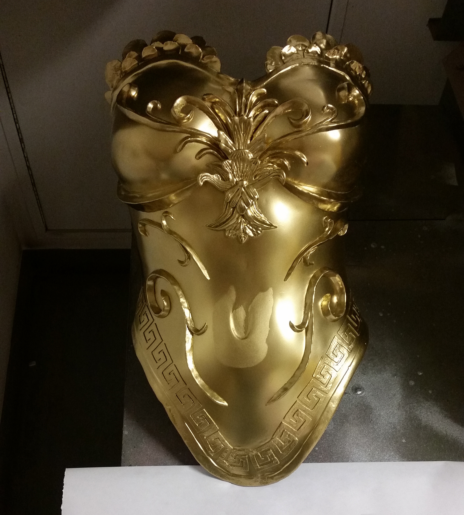 GREECE - Breastplate after first coat of gold chrome paint