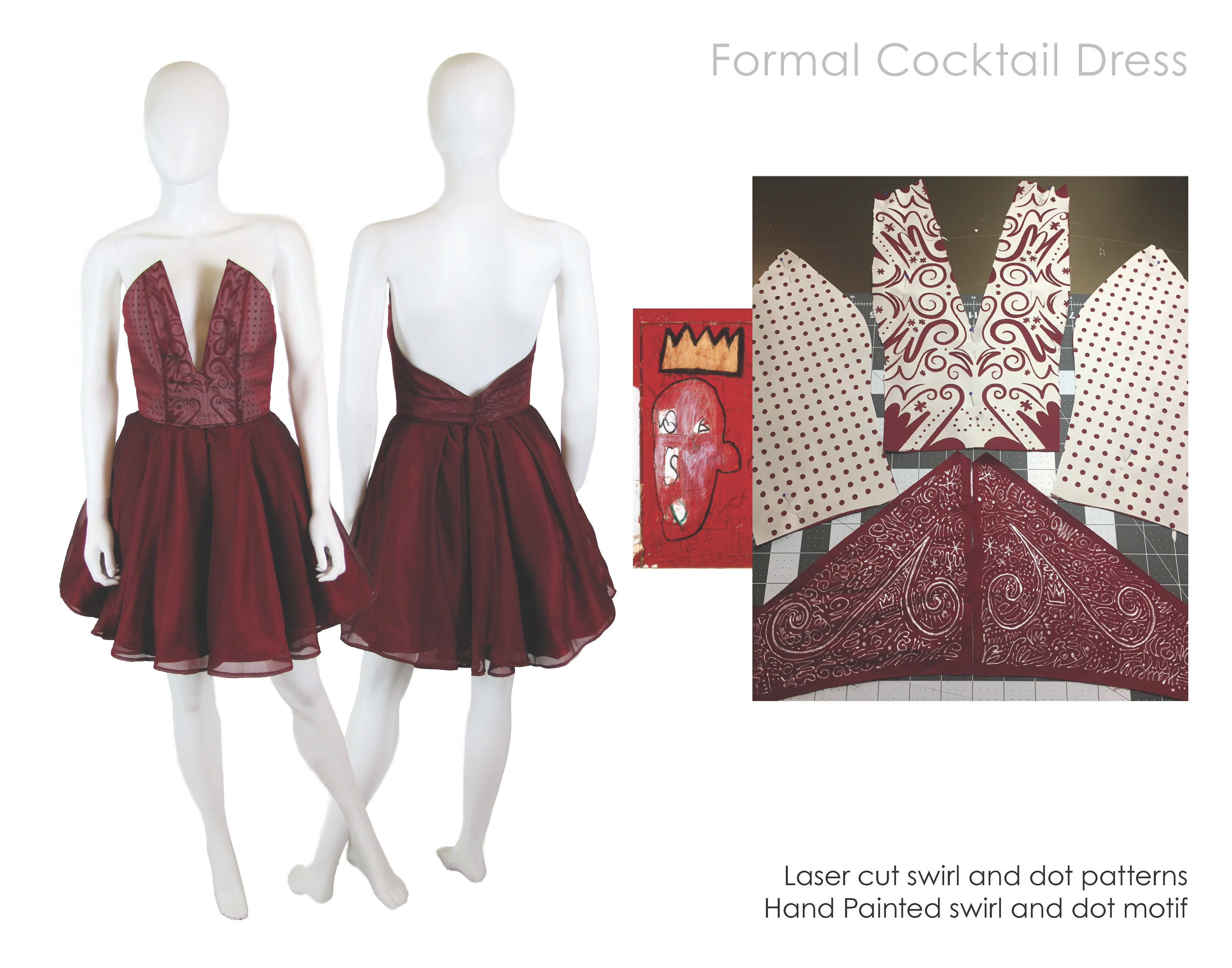 Two piece cocktail dress with laser cut bodice