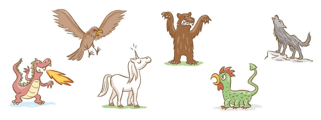 Echte Tiere und Fabeltiere - real and mythical animals