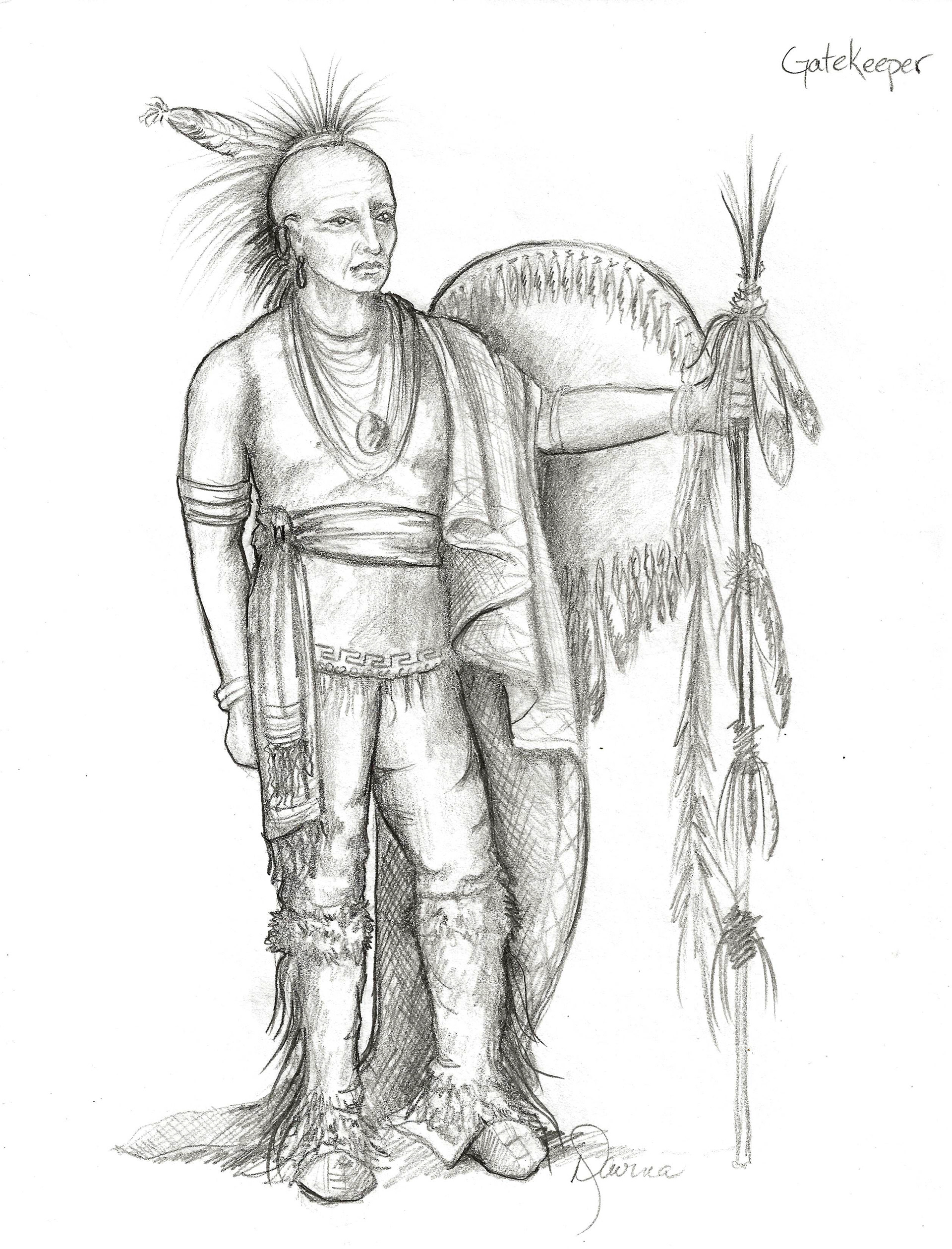 Pencil Sketch of Native American inspired version of "The Littlest Angel"
