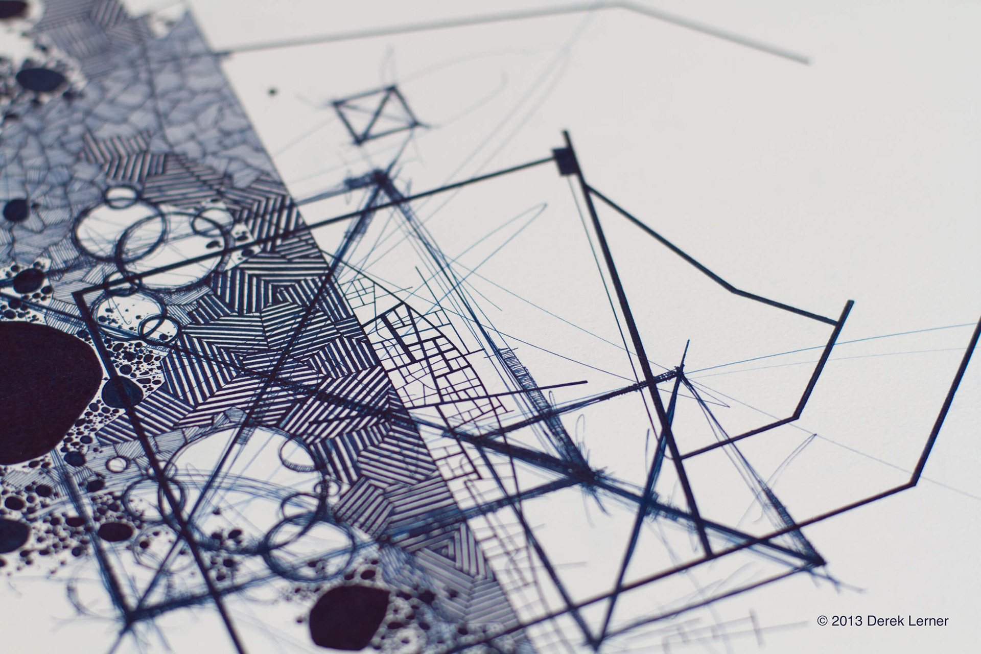 Detail of Asvirus 46, Derek Lerner 2013 Ink on paper 26 x 20 inches (66cm x 51cm)