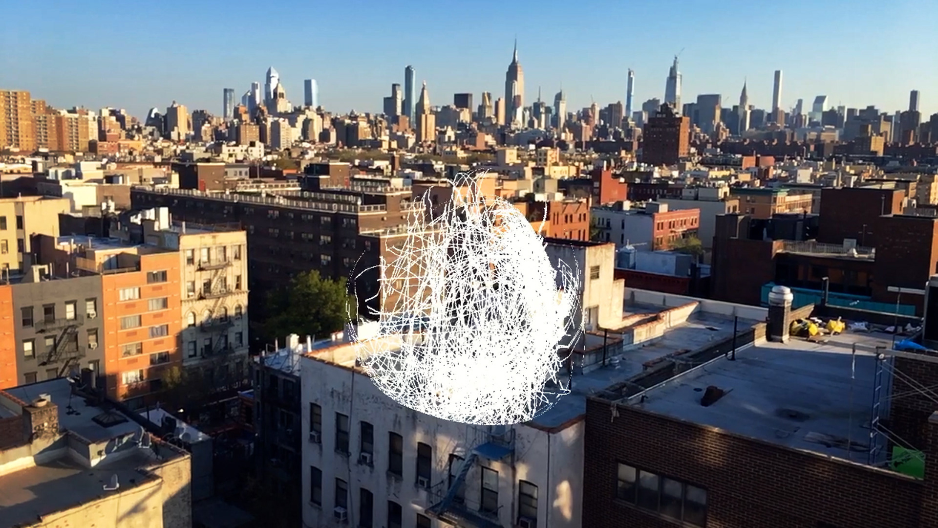 Documentation of Infrastructure 4ar1 in NYC, 2020-04-19, augmented reality 3D virtual drawing/sculpture by Derek Lerner