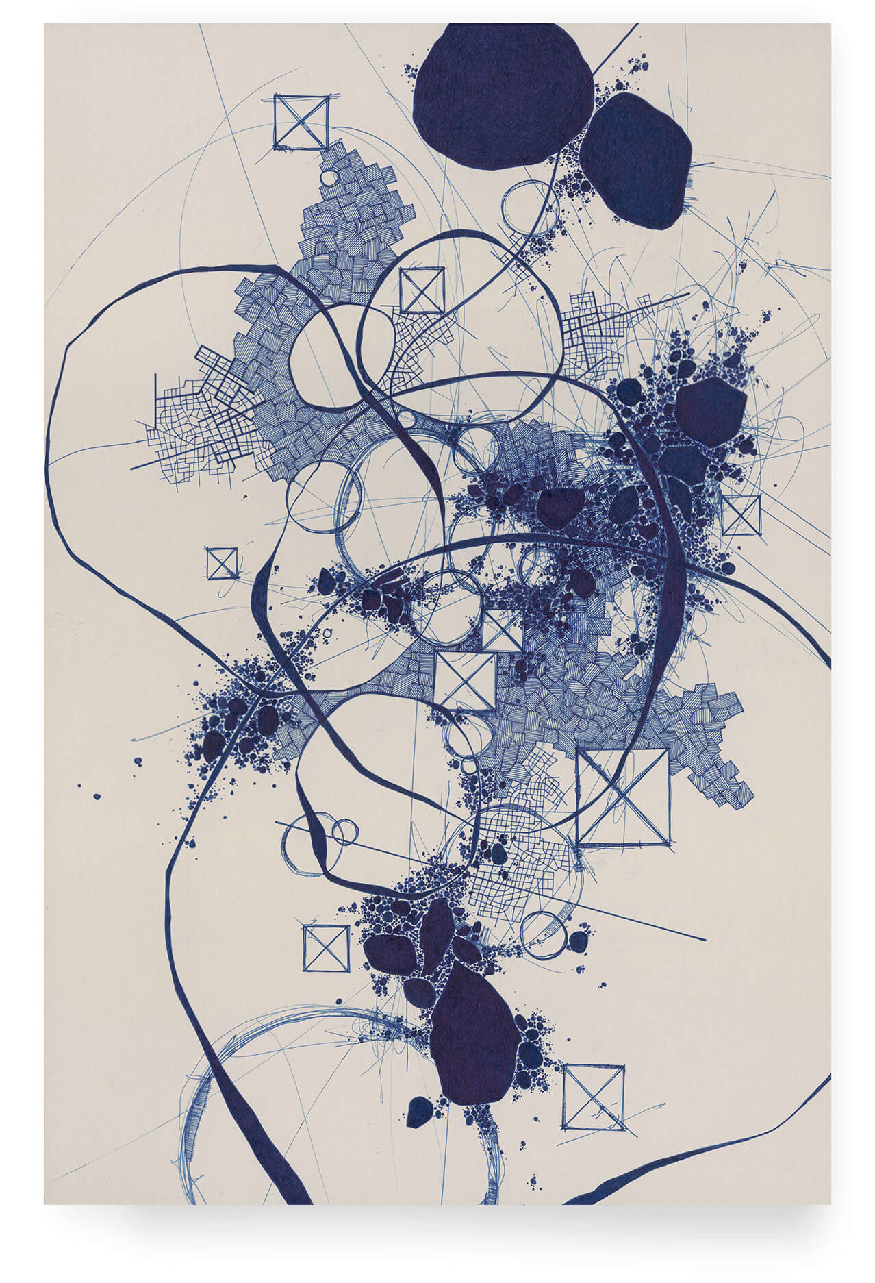 Asvirus 35, Derek Lerner 2012, ink on paper mounted to wooden panel 18" x 12" x 1.75" (45.72 x 30.48 x 4.445 cm)