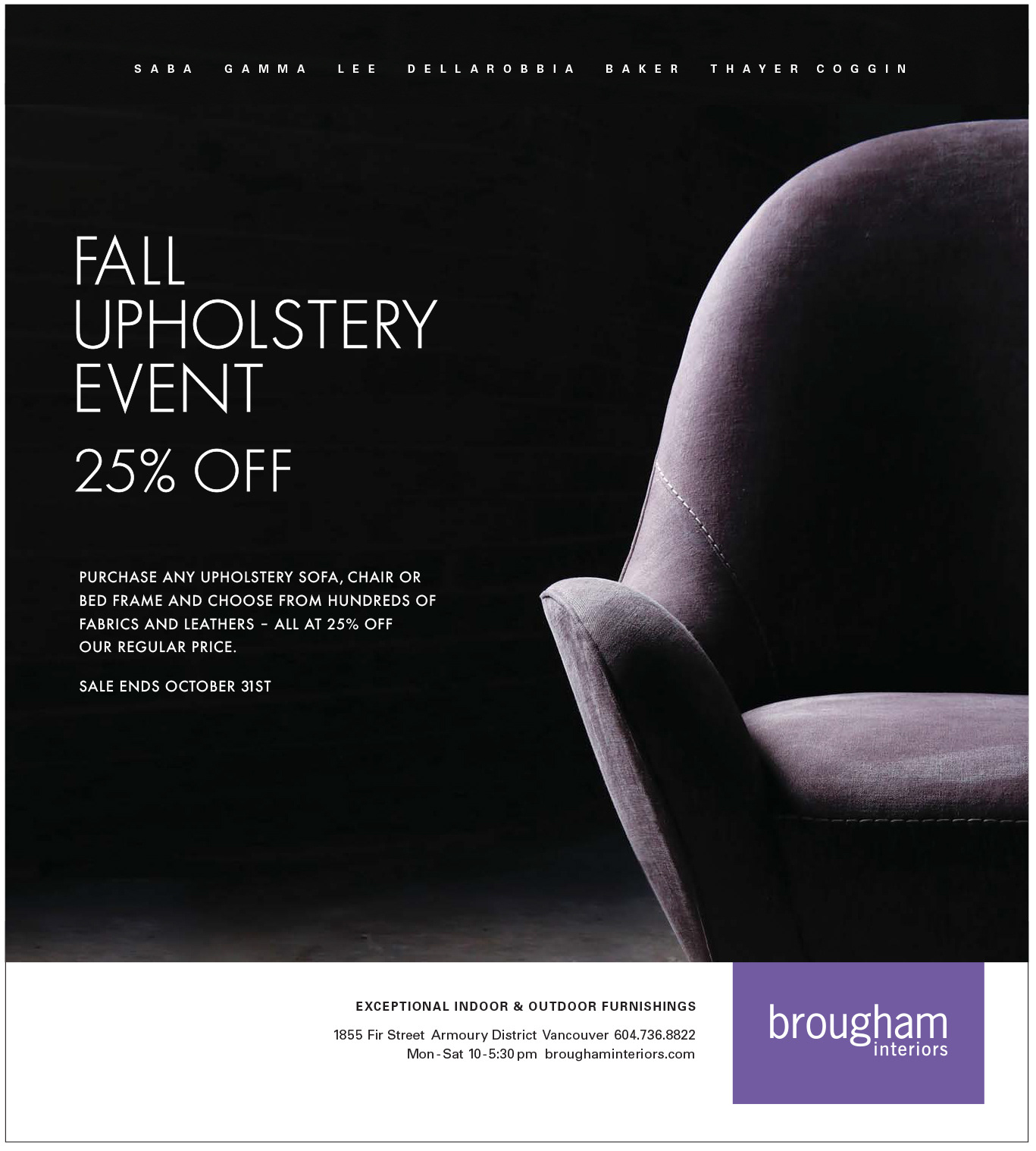 Brougham Interiors upholstery sale newspaper ad