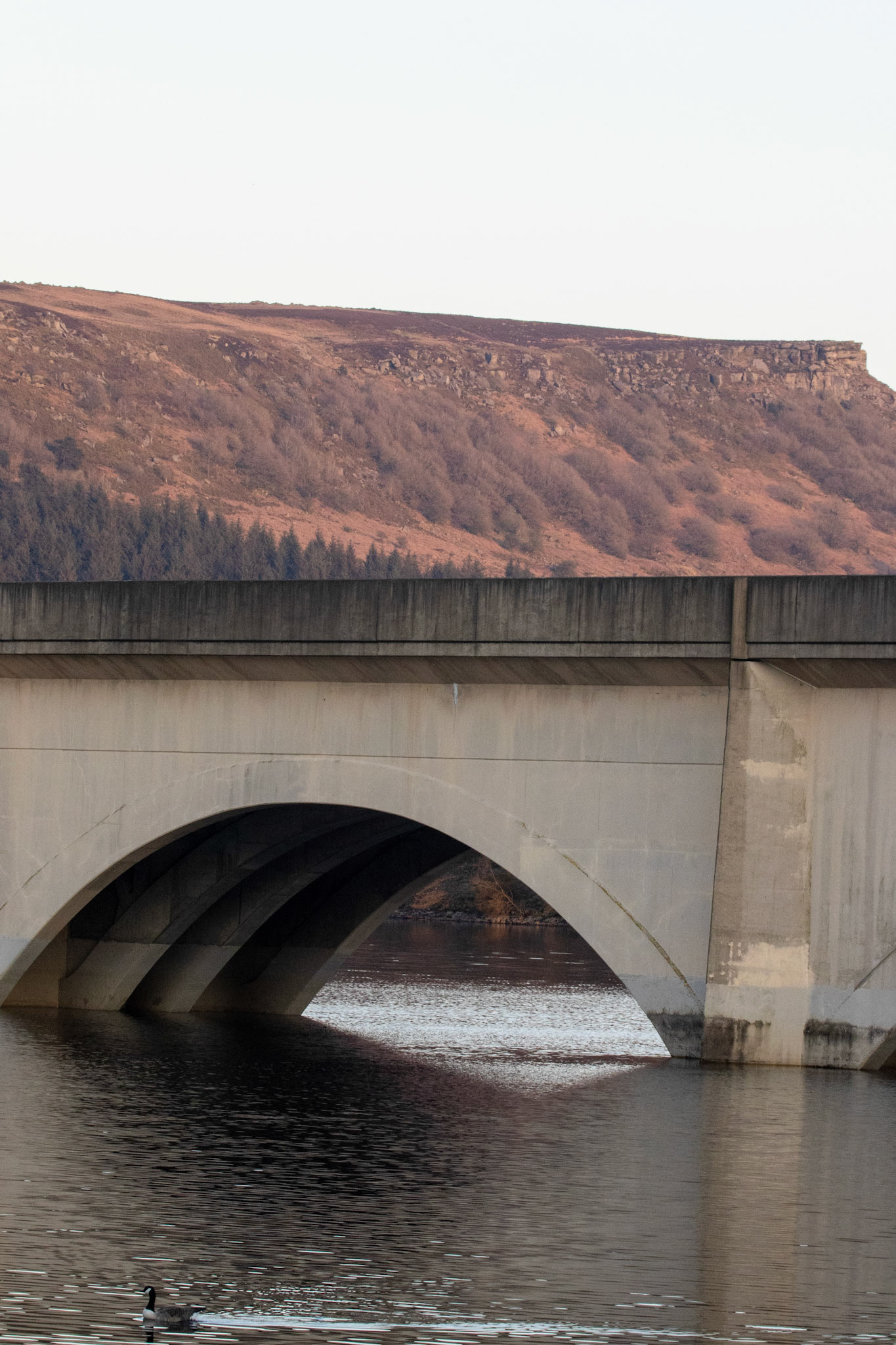 Ladybower Viaduct with Bamford Edge behind