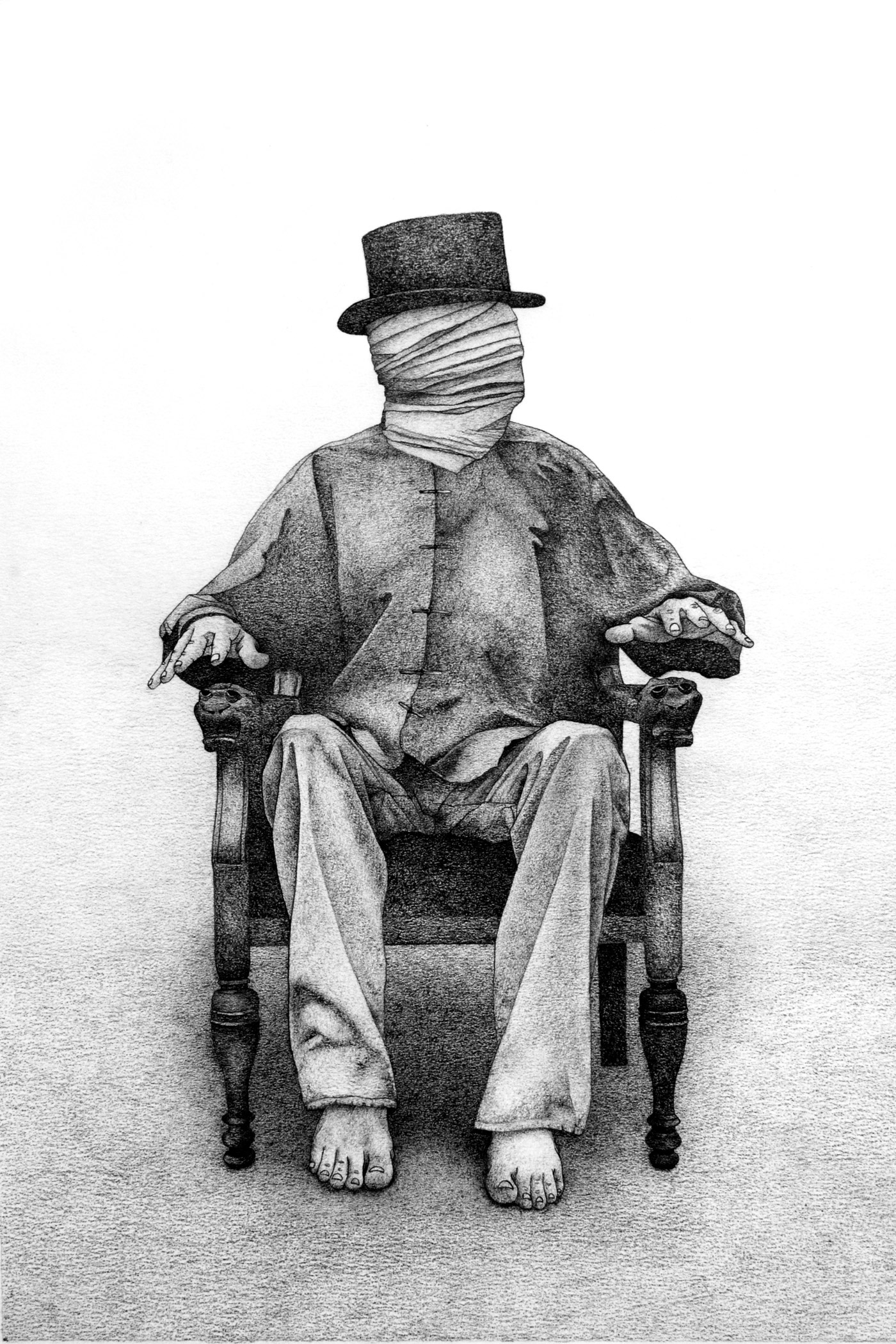 This is the Ghost of James Lee Byars Calling 2. Pencil and paper. 40x30 cm.